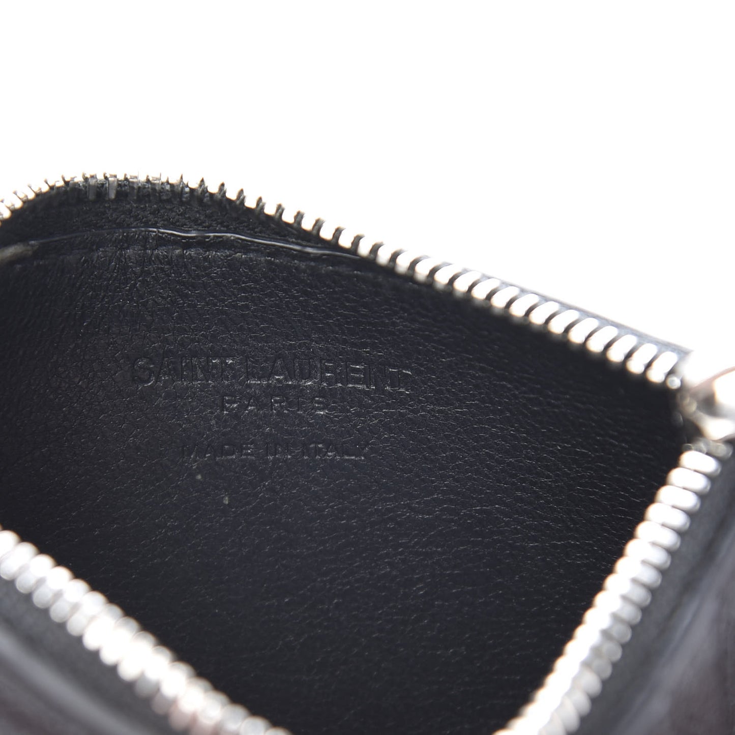 Grained Calfskin 5 Fragments Zip Pouch Card Holder Black