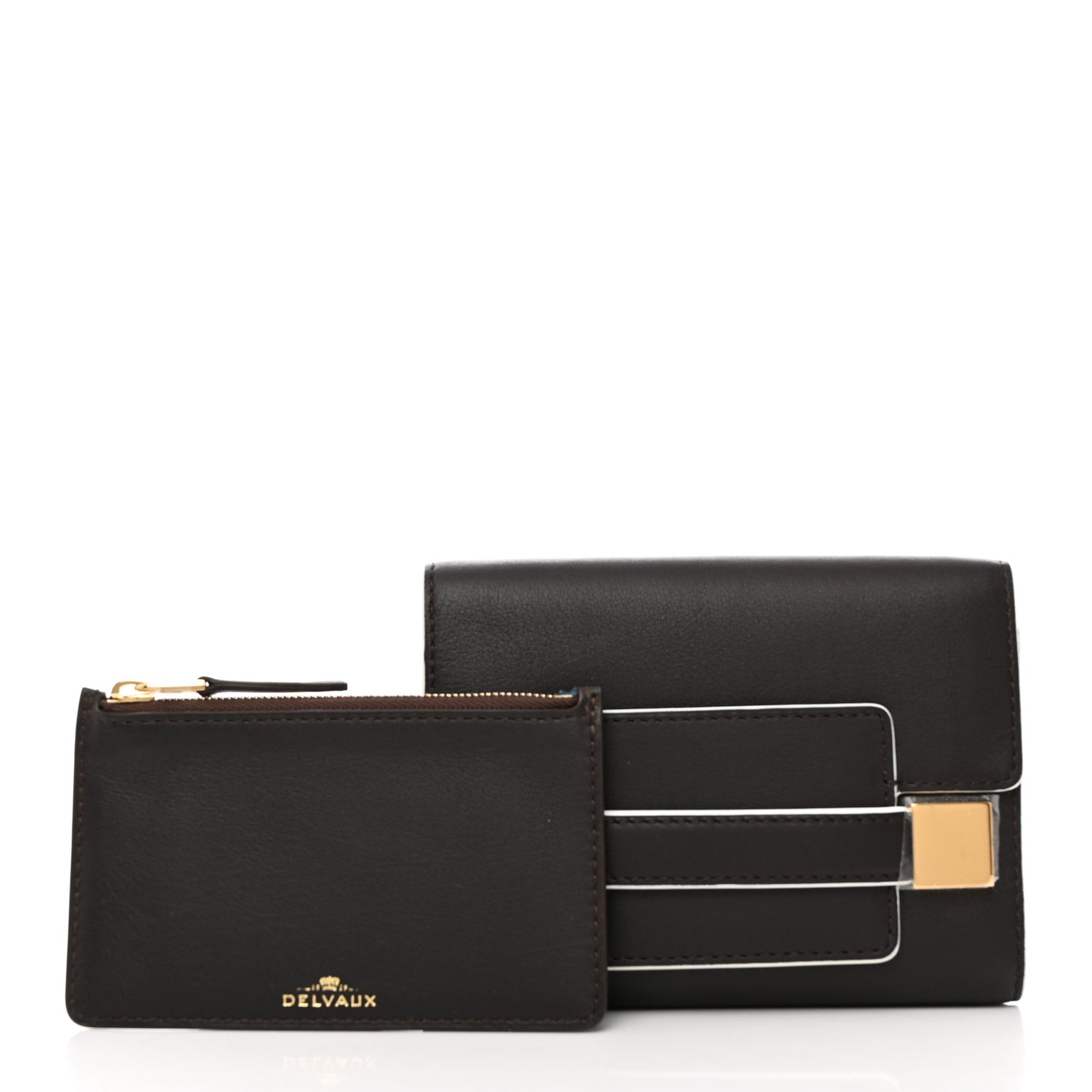 Calfskin Madam Tri-Fold Wallet Dark Brown