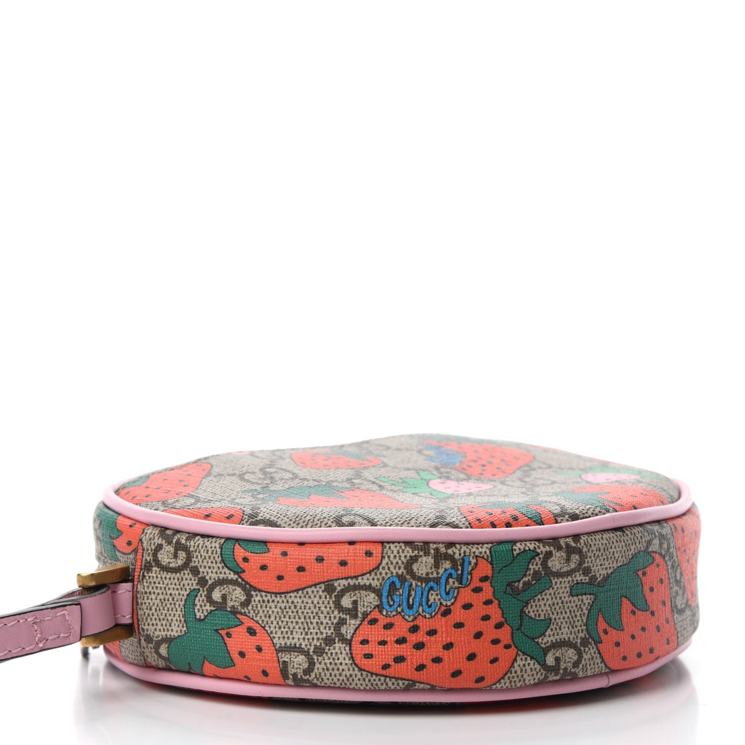 Gucci GG Supreme Monogram Strawberry Round Wrist Wallet 4 of 7