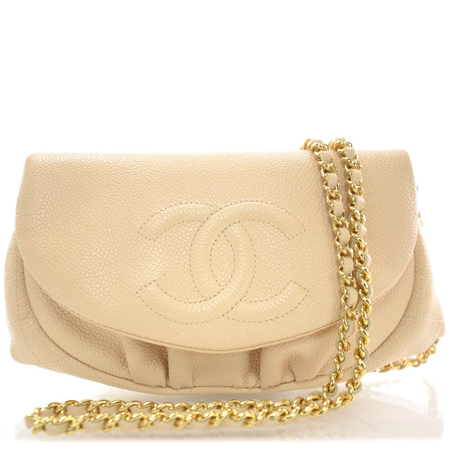 Caviar Half Moon Wallet On Chain WOC Beige Clair