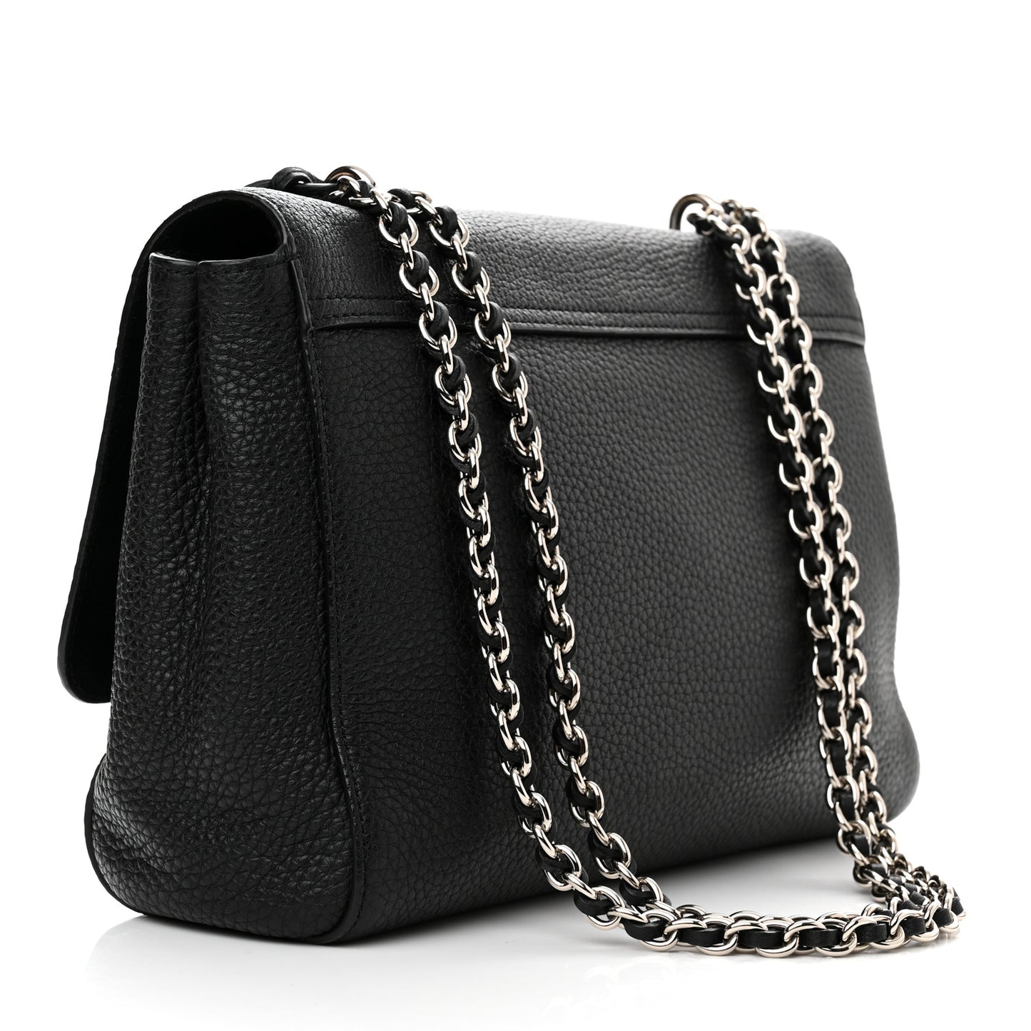 Small Classic Grain Calfskin Medium Lily Flap Black