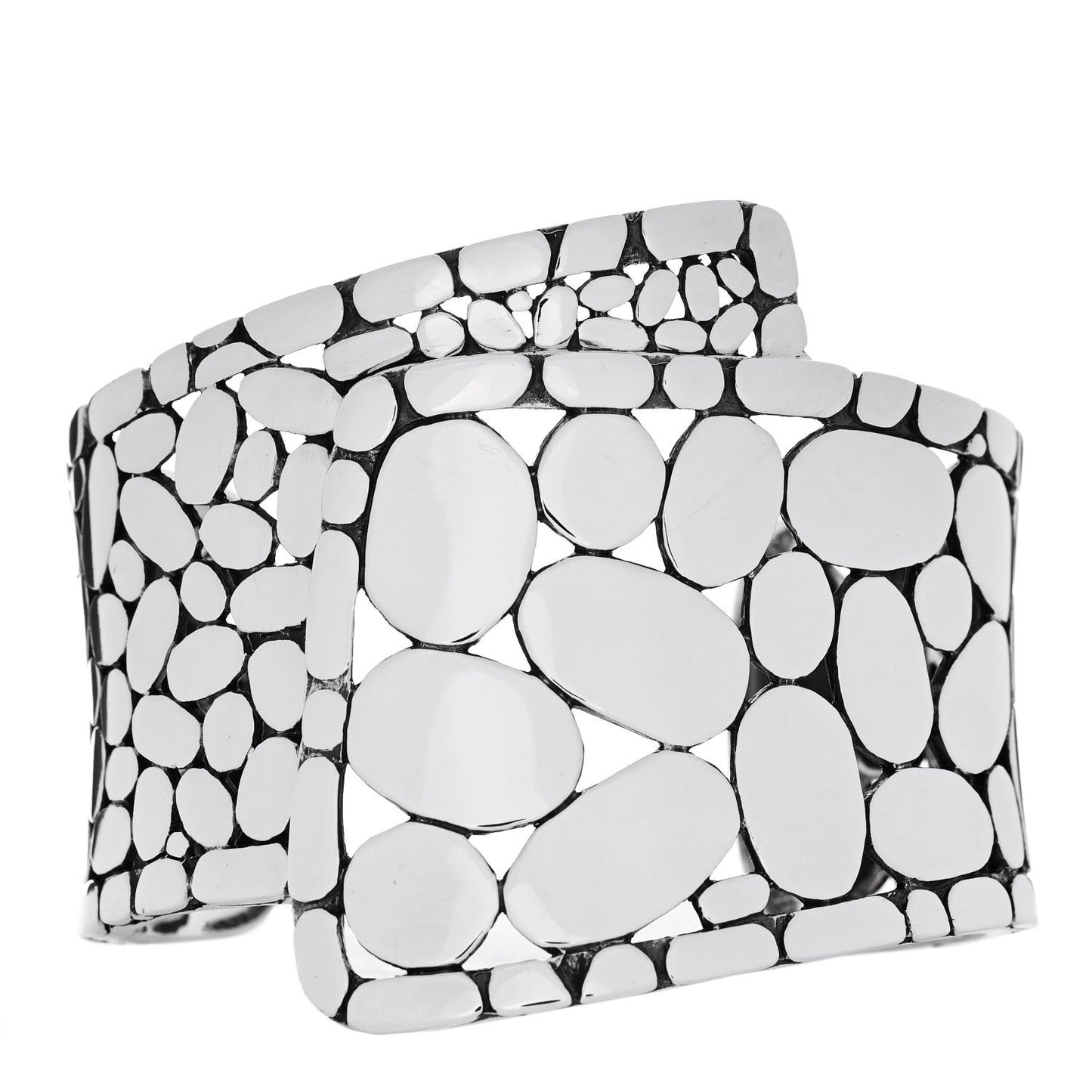 Sterling Silver Kali Pebble Overlap Cuff Bracelet