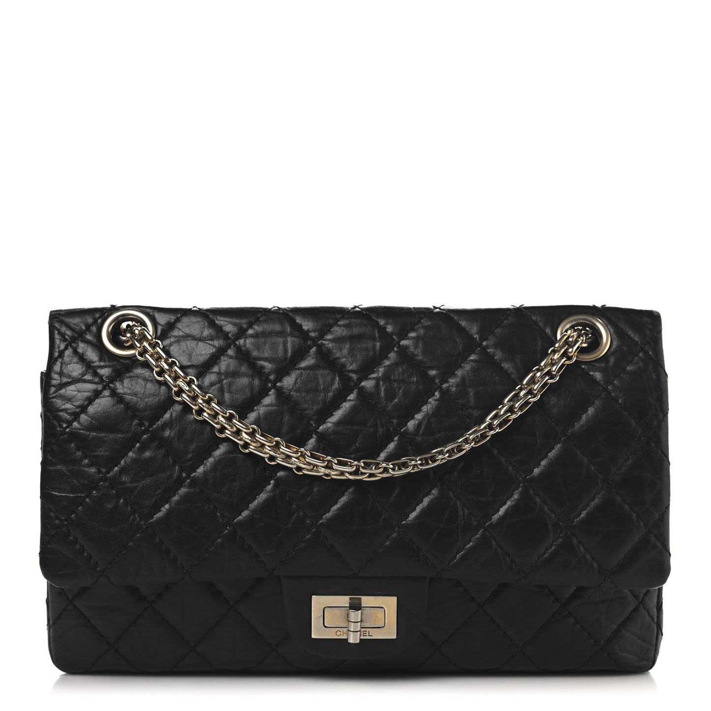 Aged Calfskin Quilted 2.55 Reissue 225 Flap Black
