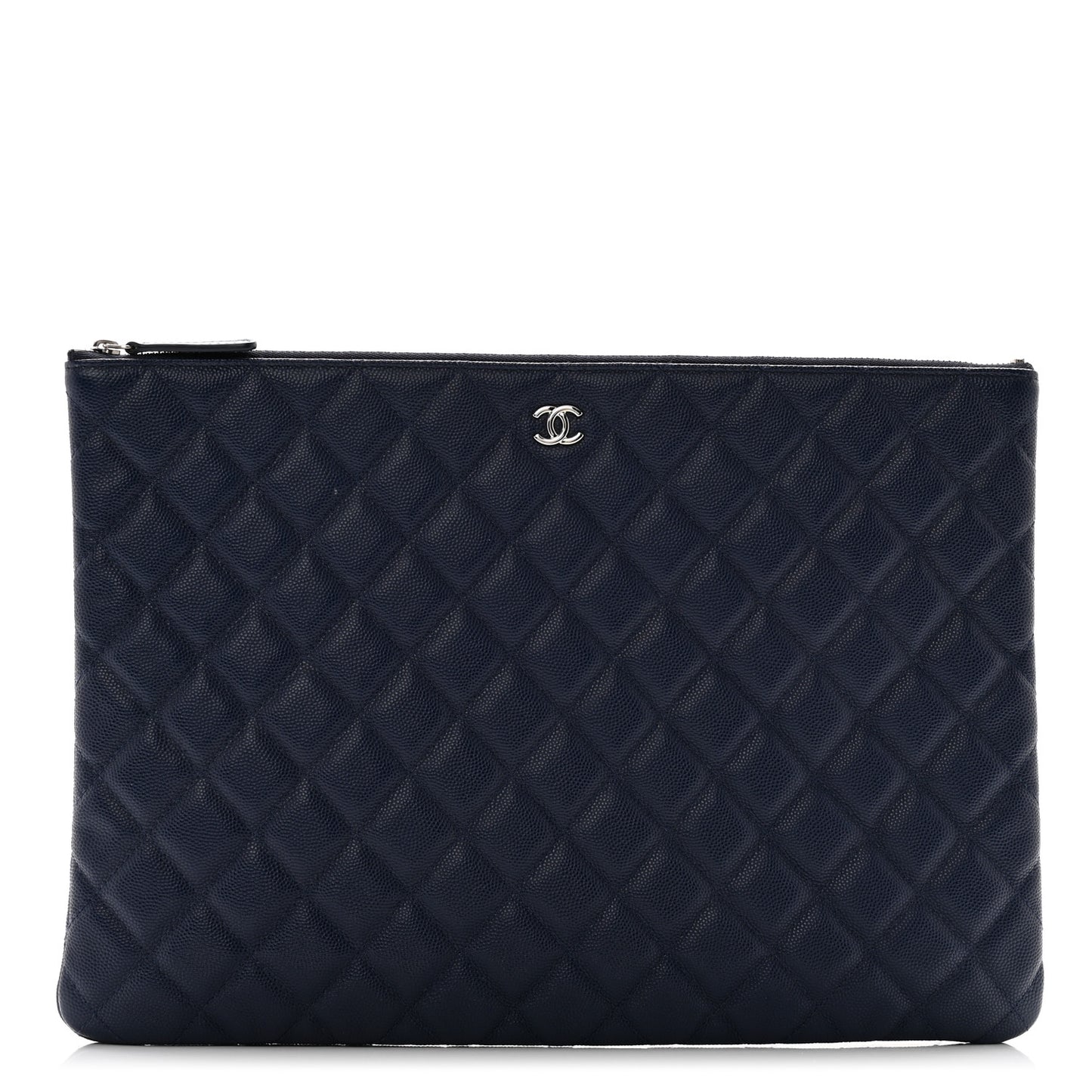Caviar Quilted Large Cosmetic Case Navy