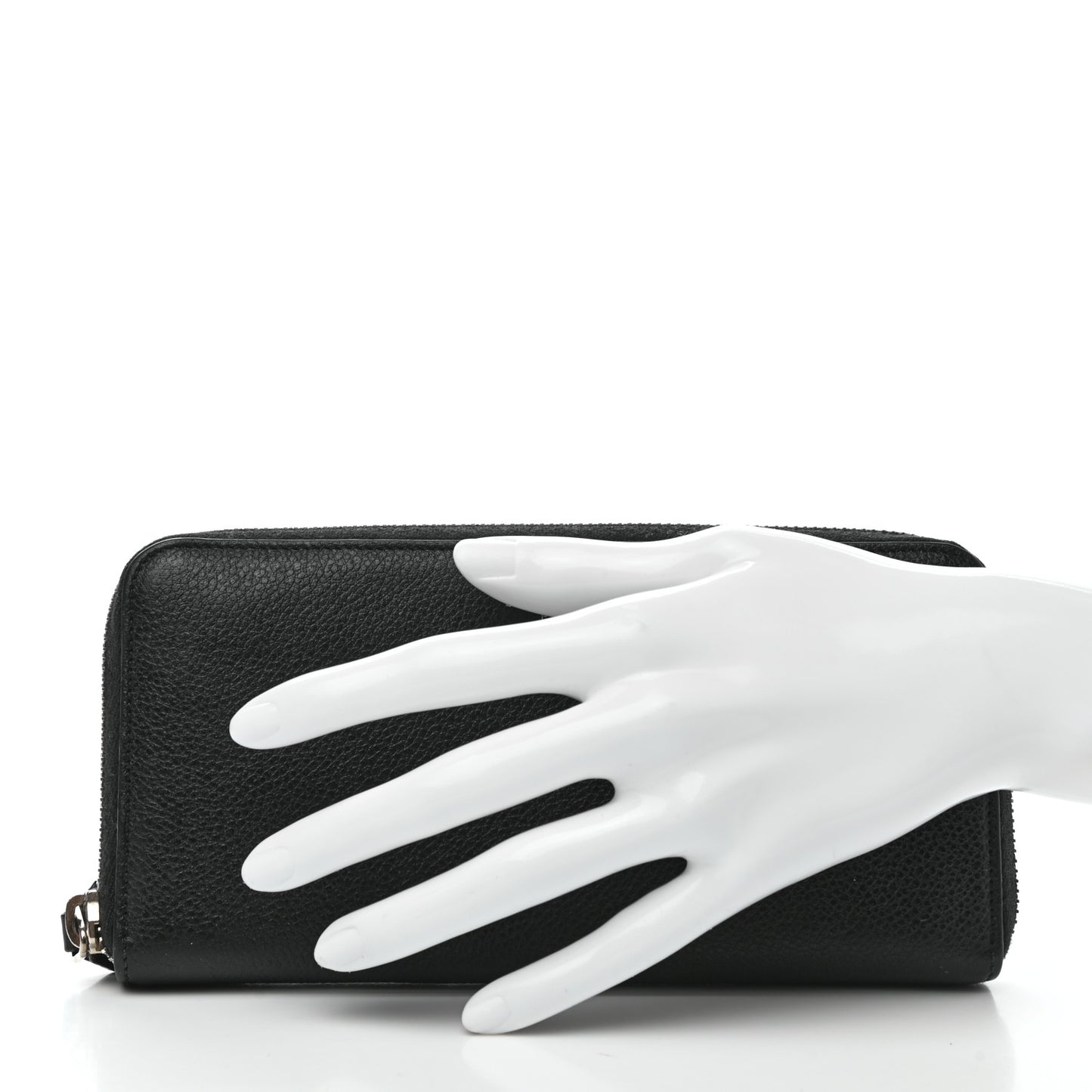 Grained Calfskin Rive Gauche Zip Around Wallet Black