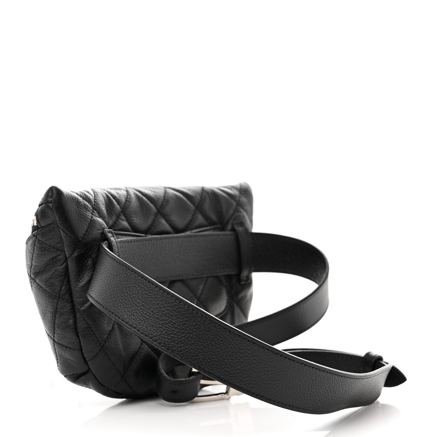 Grained Calfskin Quilted Waist Belt Bag Black