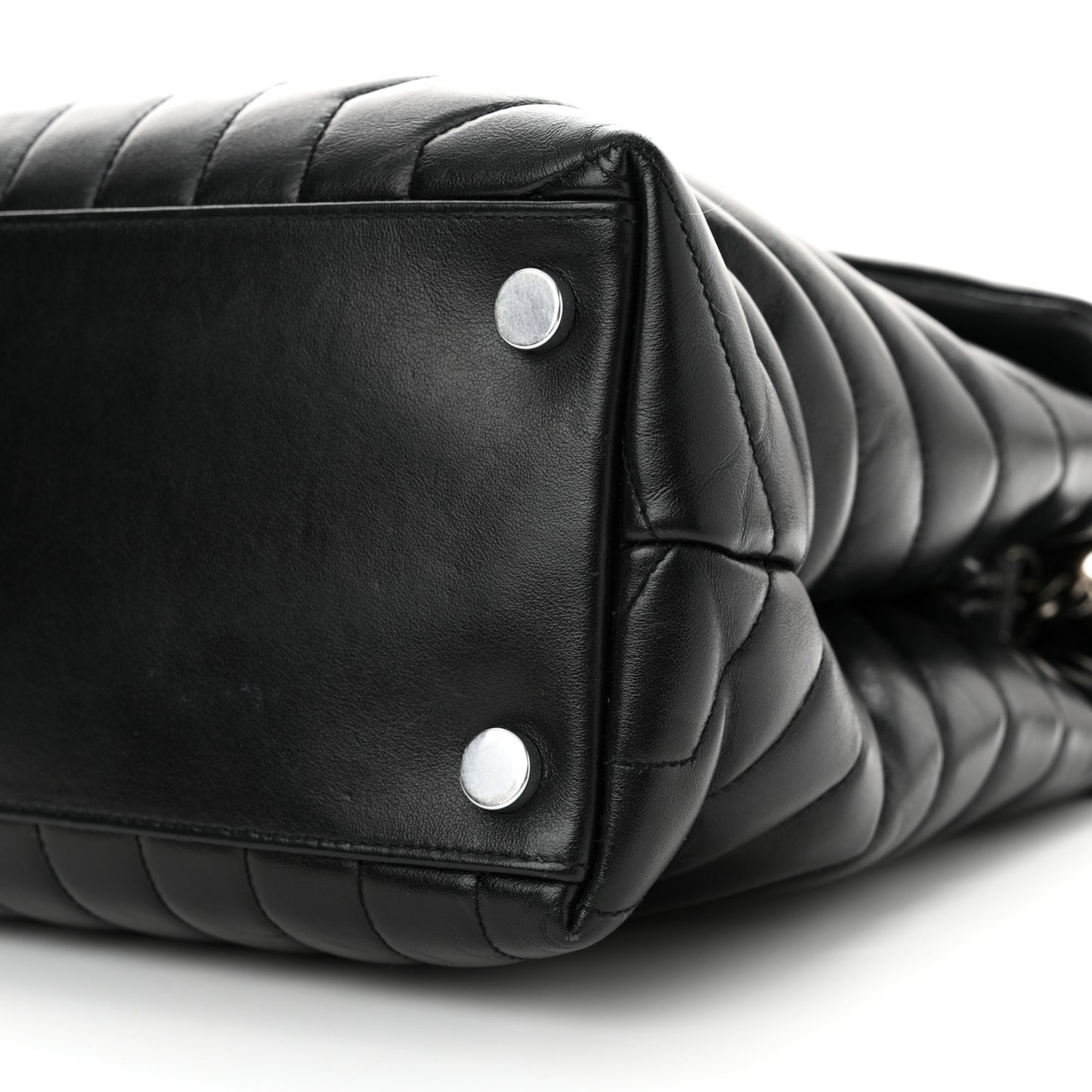 Calfskin Y Quilted Monogram Large Loulou Chain Satchel Black