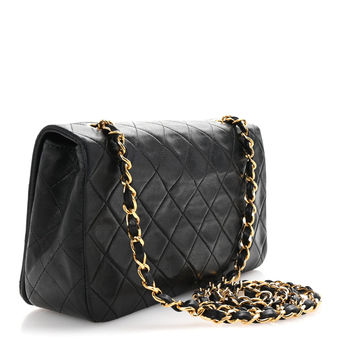 Lambskin Quilted Small Single Flap Black