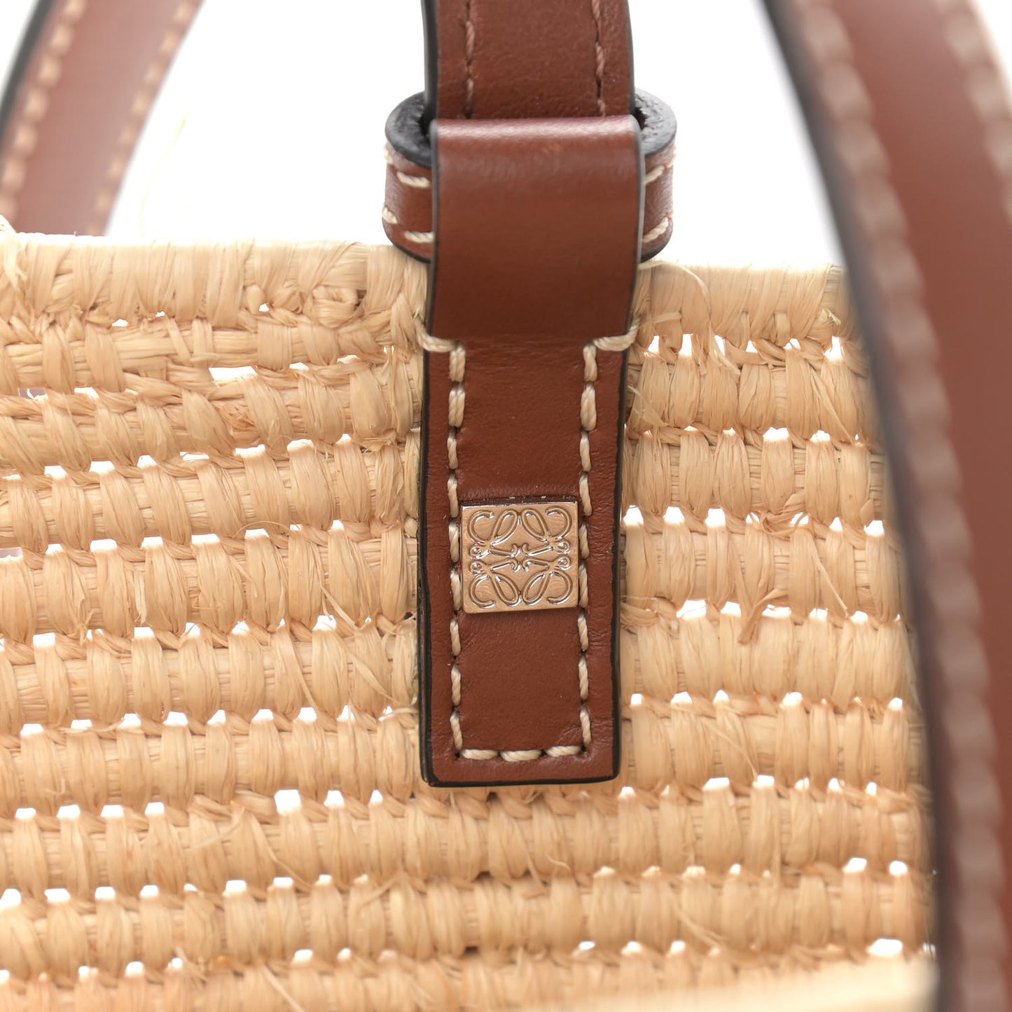 Raffia Small Square Basket Tote Bag Natural Tan