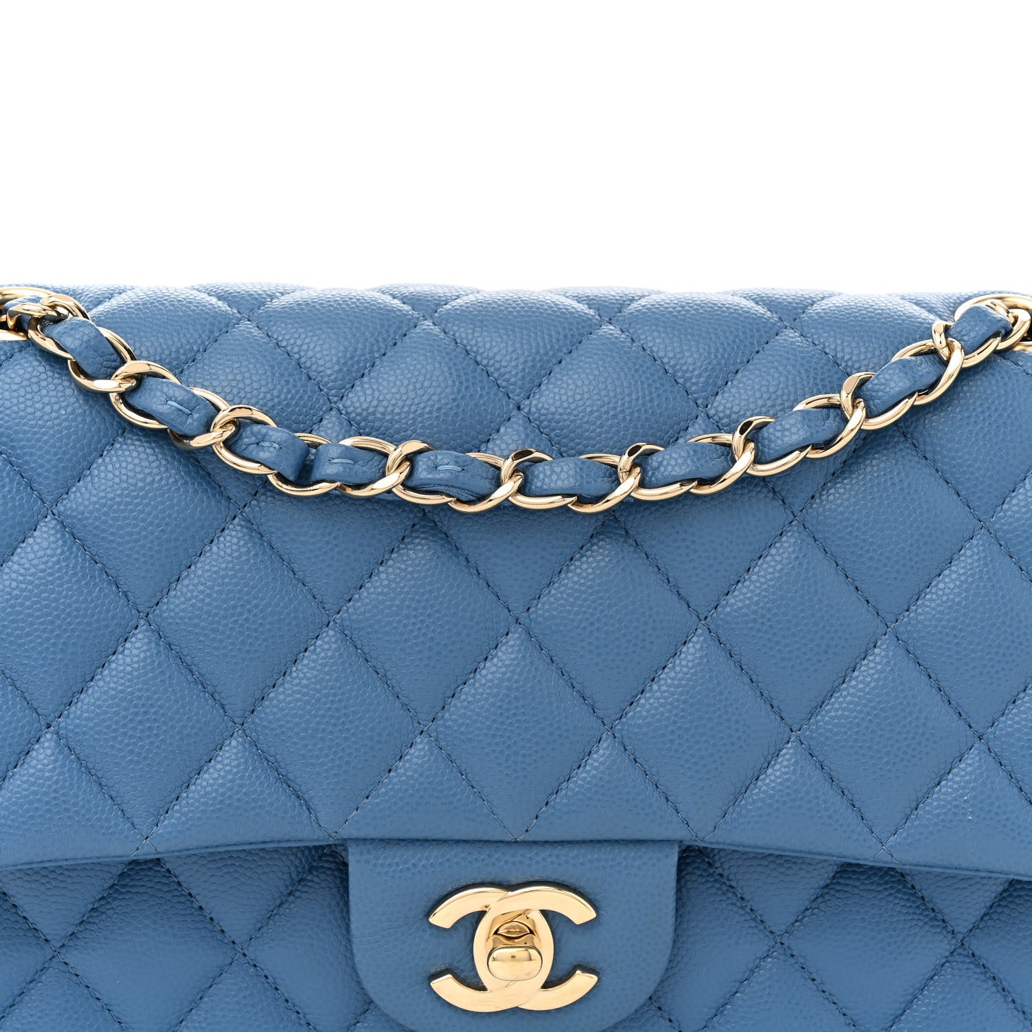 Chanel Caviar Quilted Medium Double Flap Blue 8 of 12