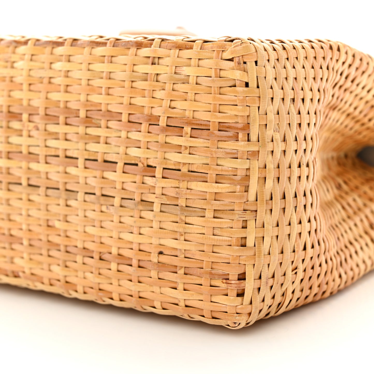 Calfskin Rattan Basket Flap Shoulder Bag White