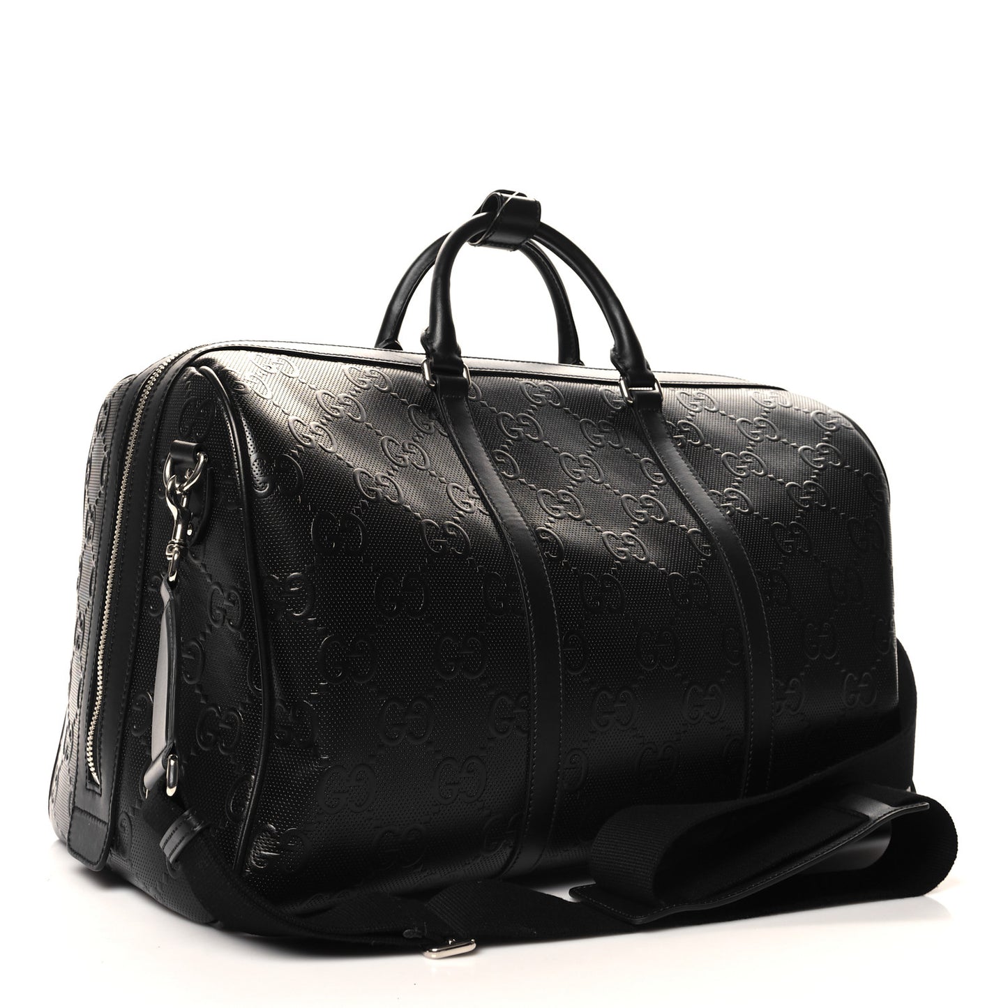 Calfskin GG Tennis Embossed Duffle Bag Black