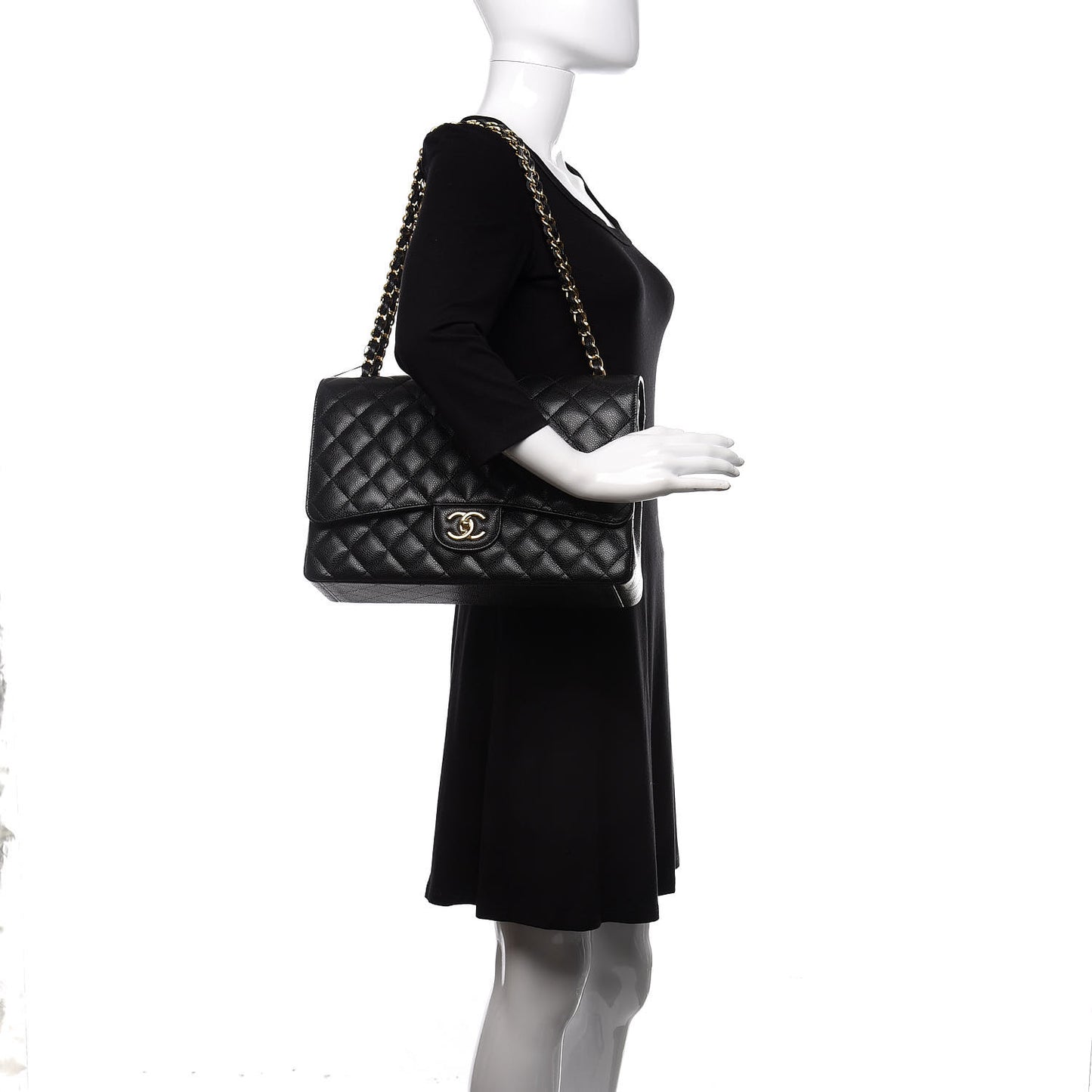 Caviar Quilted Maxi Double Flap Black