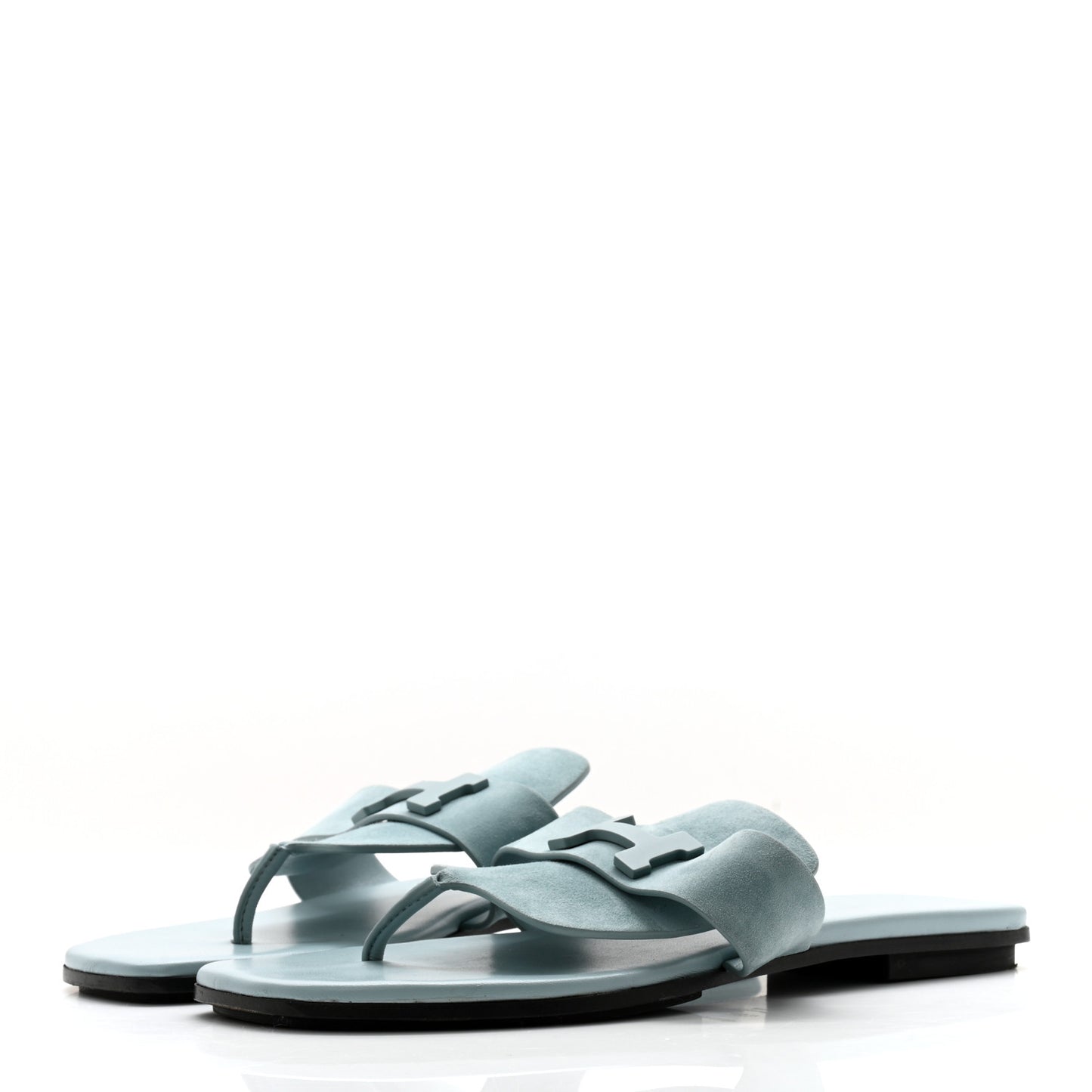 Suede Goatskin Womens Galerie Sandals 38.5 Bleu Pinede