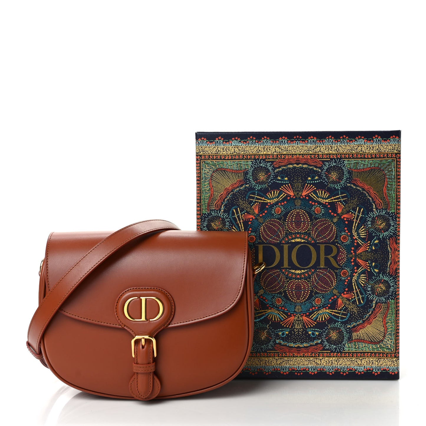 Box Calfskin Medium Bobby Flap Dark Tan