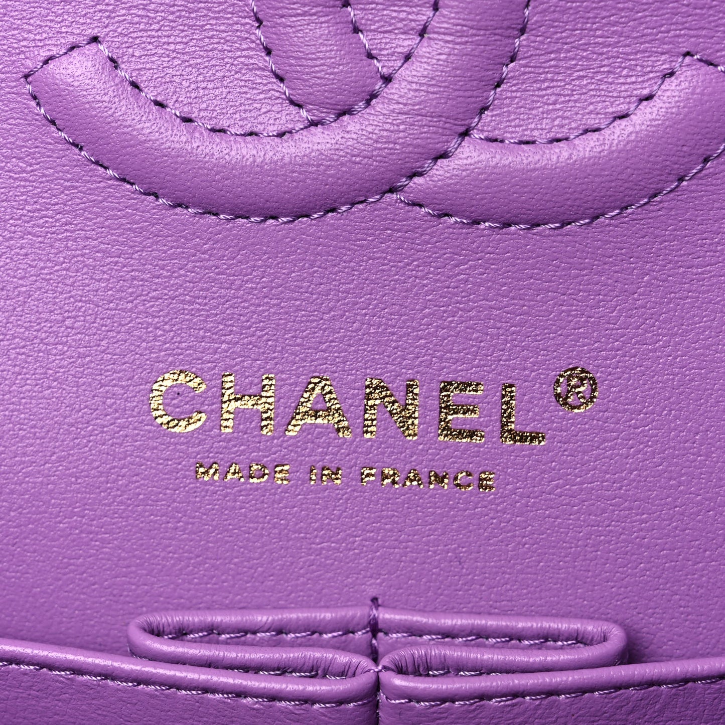 Caviar Quilted Small Double Flap Purple
