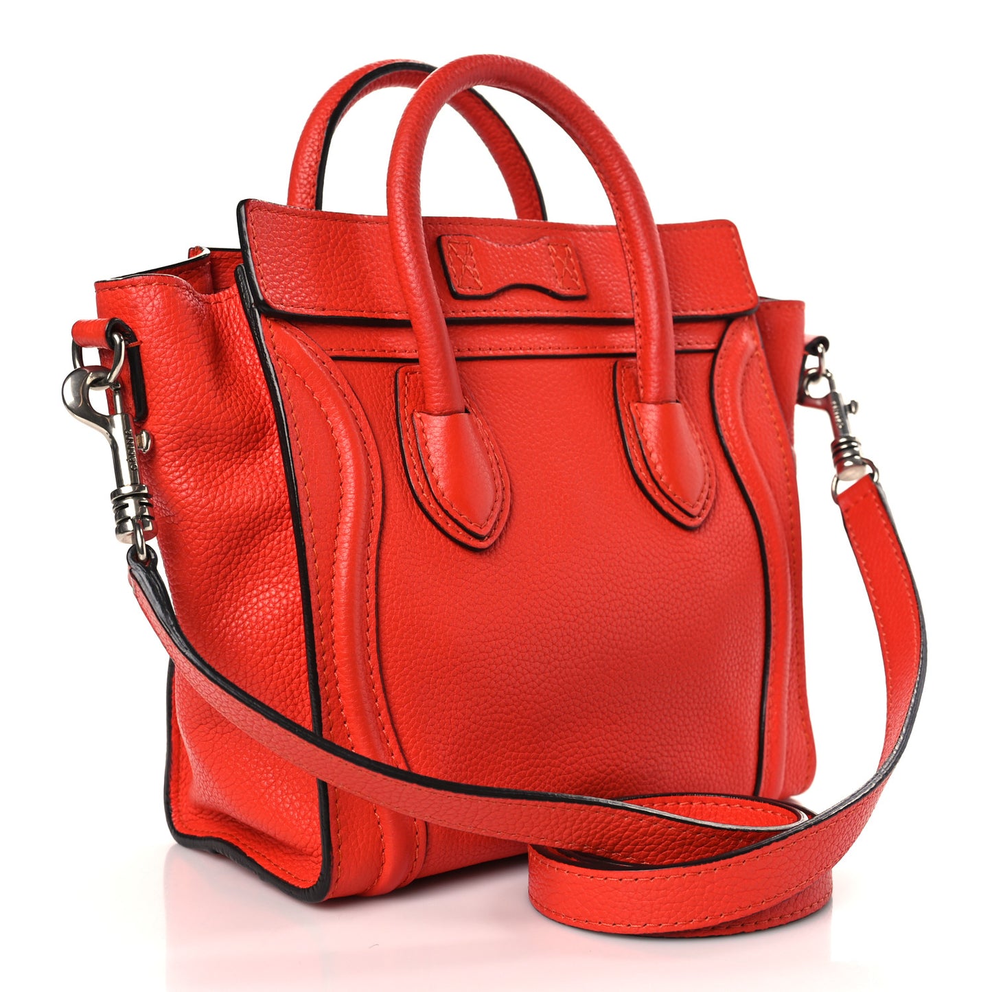 Drummed Calfskin Nano Luggage Vermillion