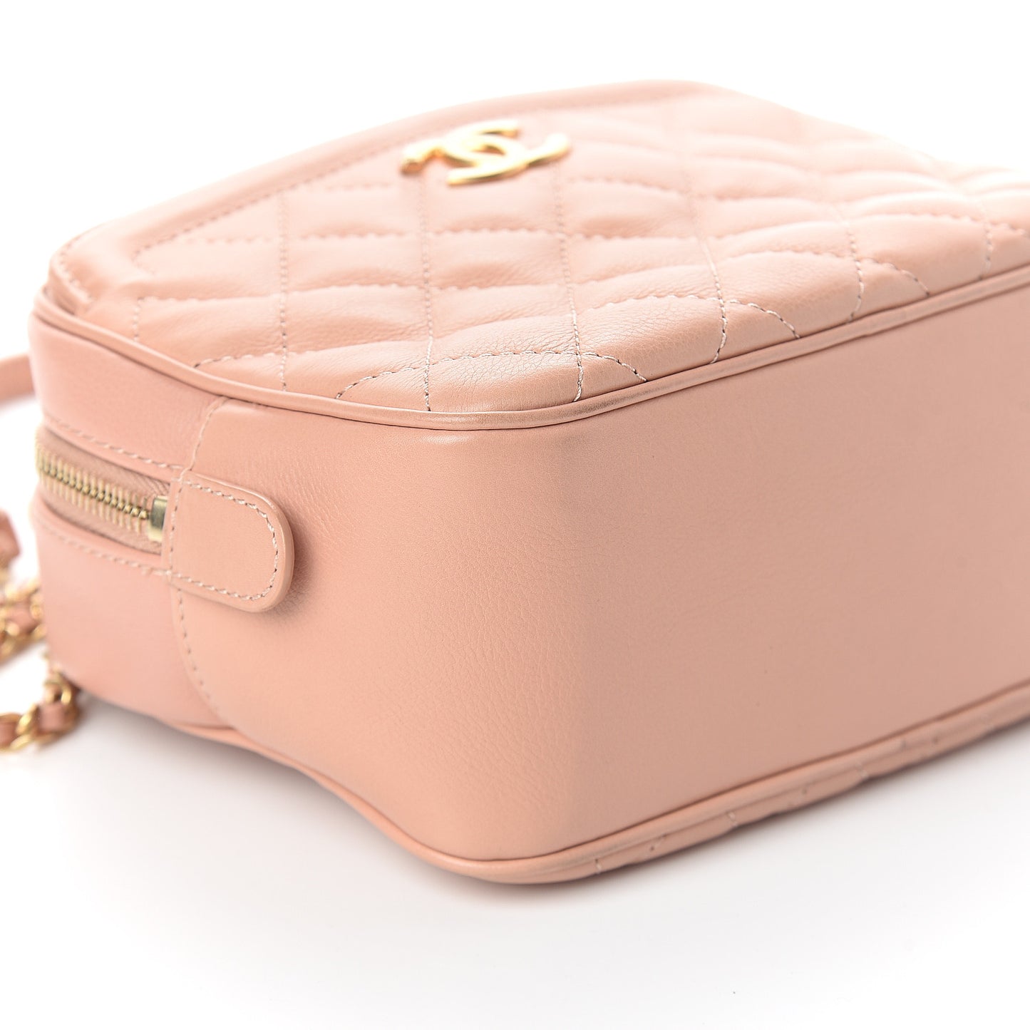 Calfskin Quilted CC Small Vanity Case Dark Beige