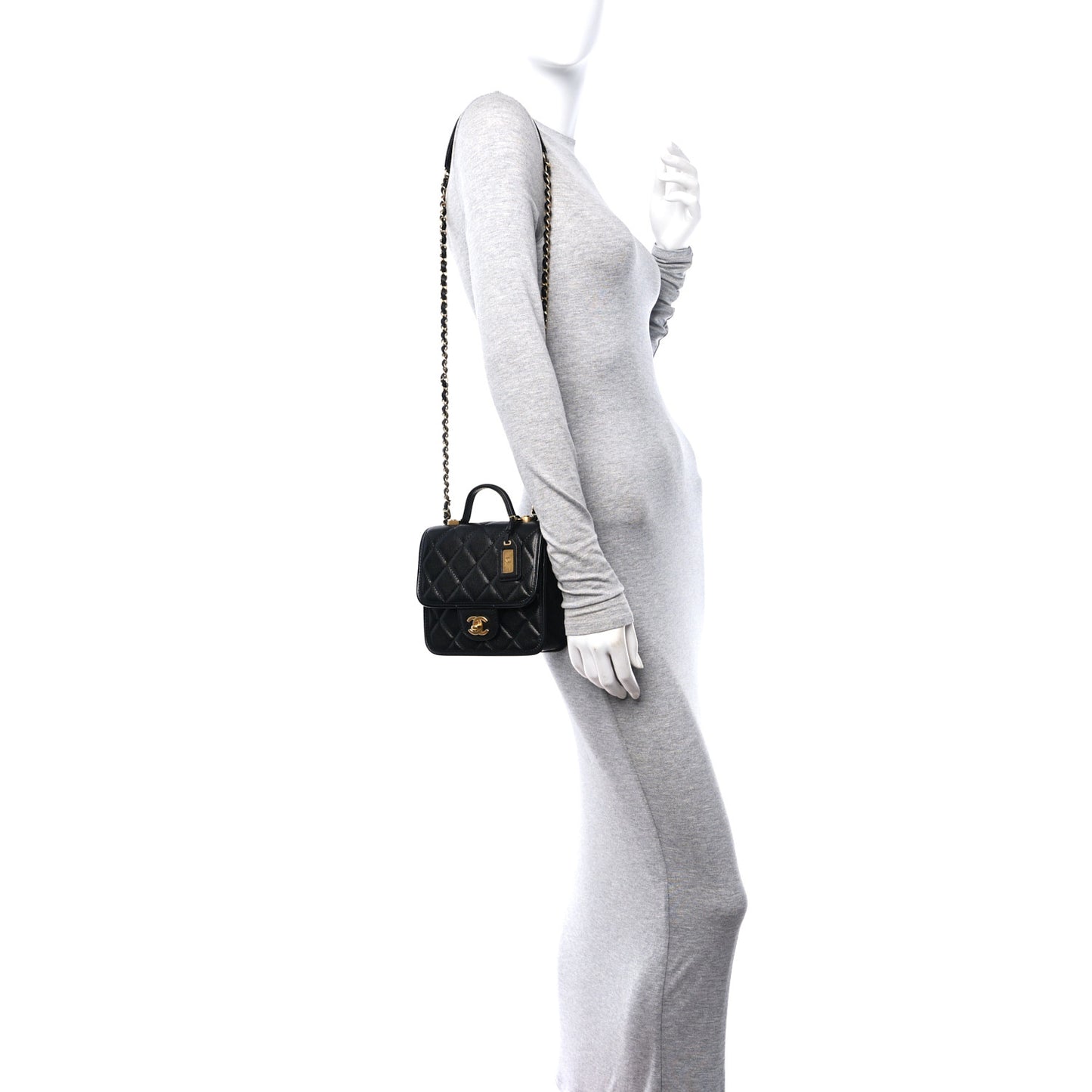 Caviar School Memory Mini Top Handle Flap Black