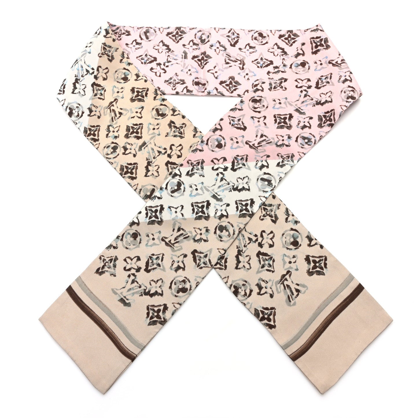 LOUIS VUITTON Silk Monogram Rainbow Giant Bandeau Beige