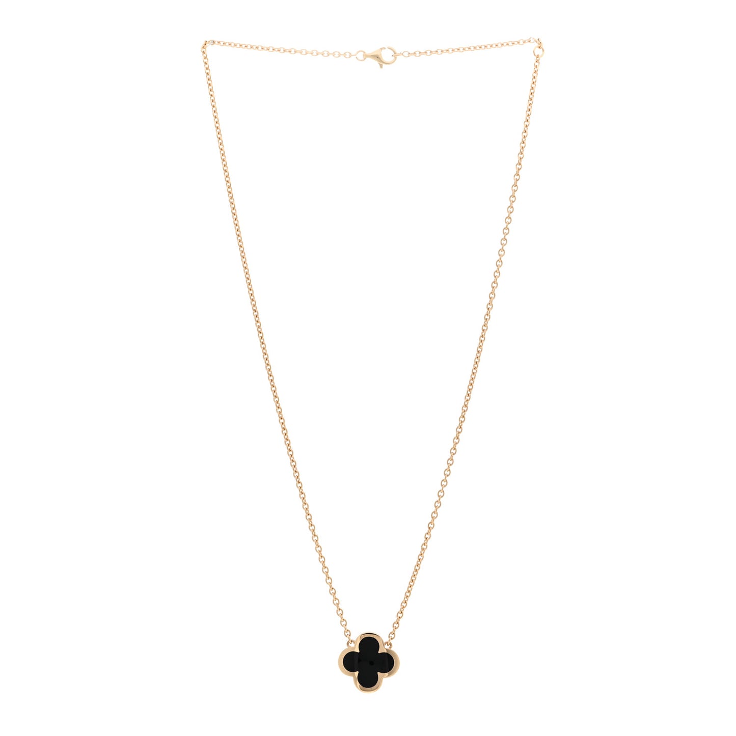 18K Yellow Gold Black Onyx Pure Alhambra Pendant Necklace