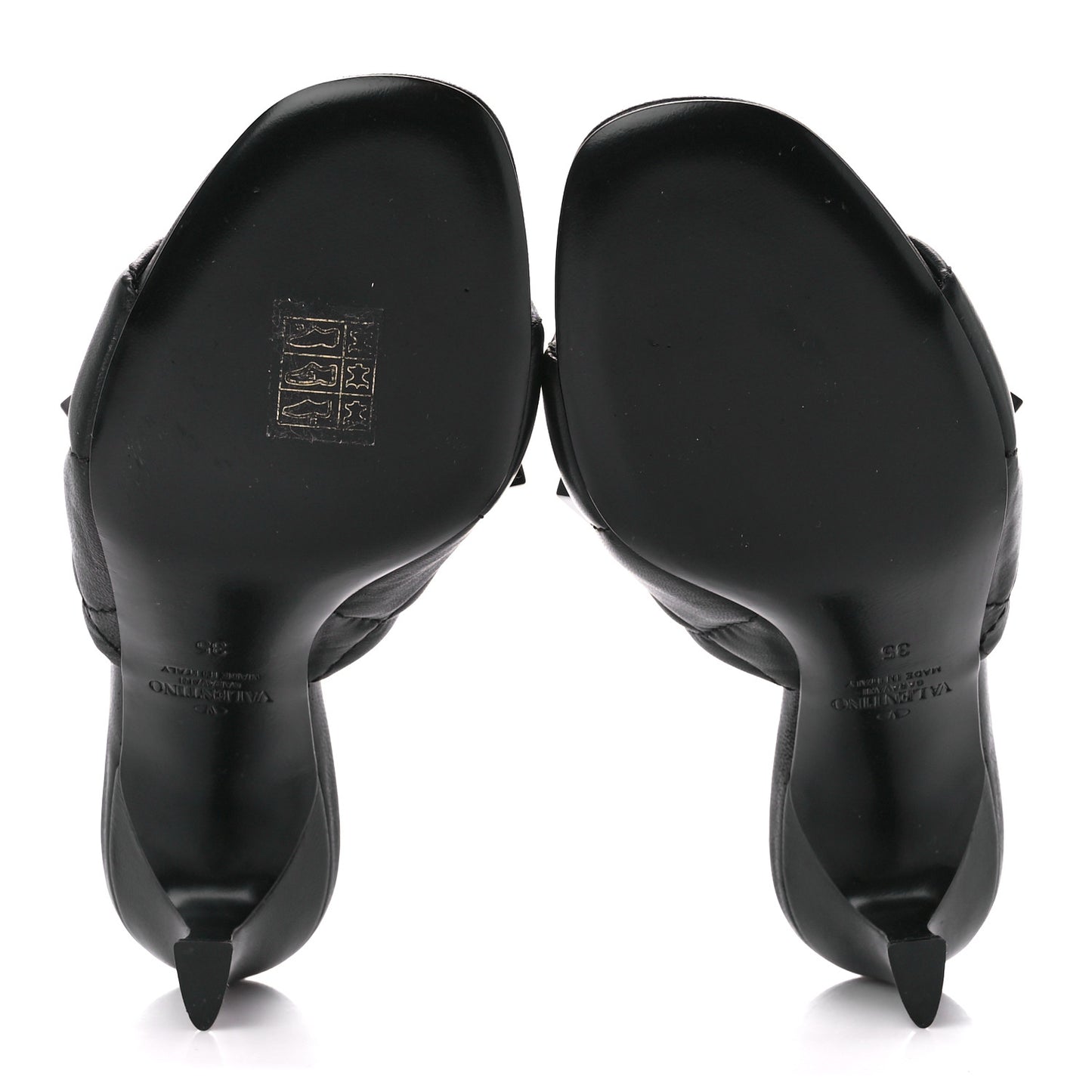 Nappa Quilted Monochrome Roman Stud 65mm Slide Sandals 35 Black