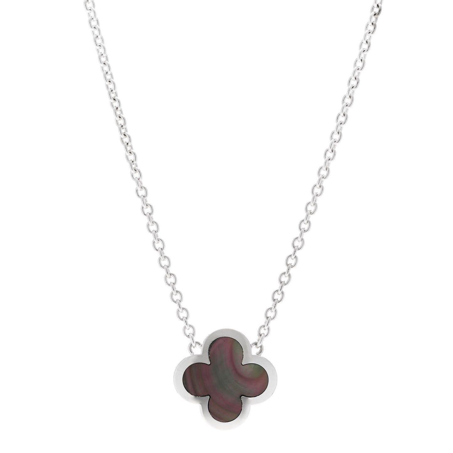 18K White Gold Gray Mother of Pearl Pure Alhambra Pendant Necklace