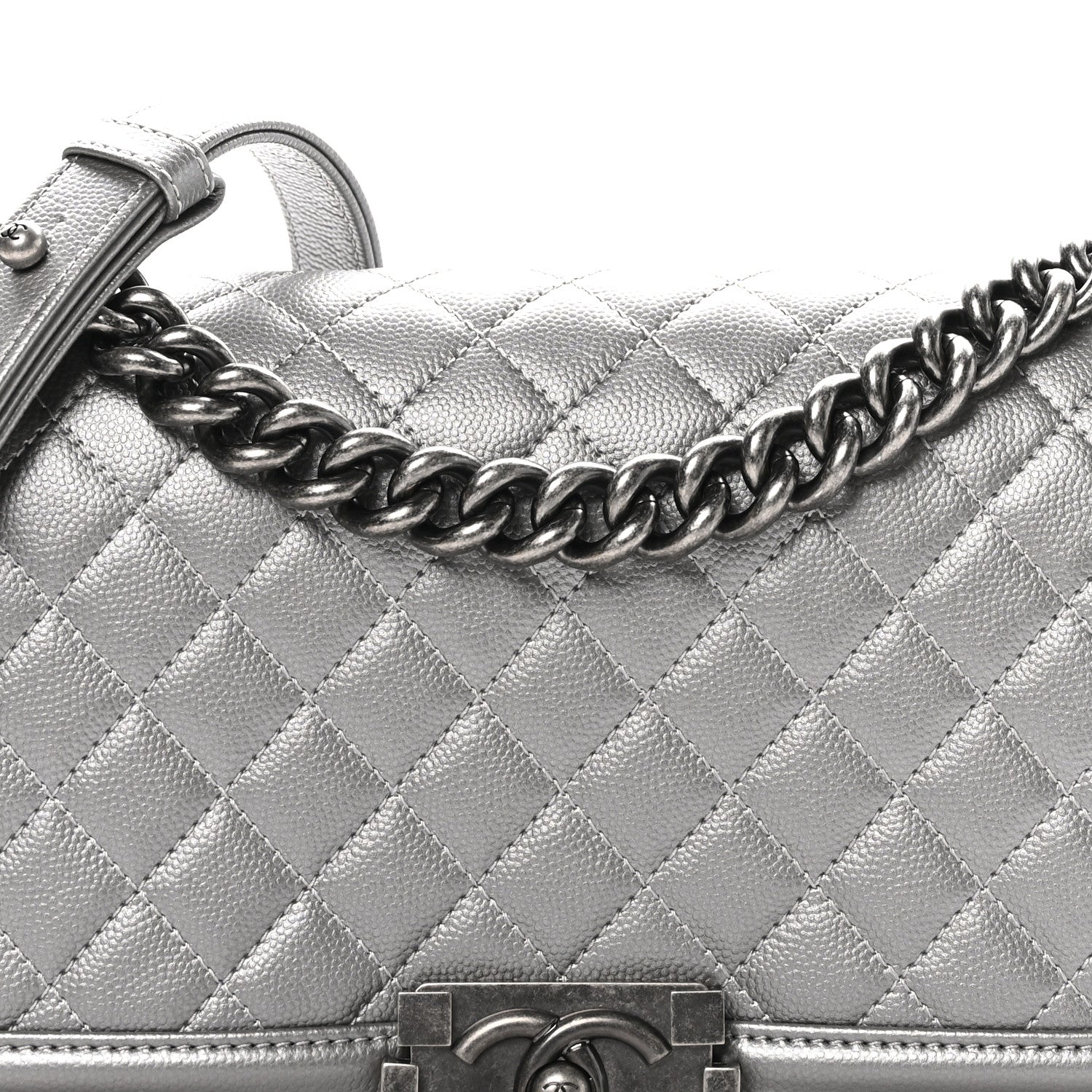 Chanel Metallic Caviar Quilted Medium Boy Flap Silver 8 of 11