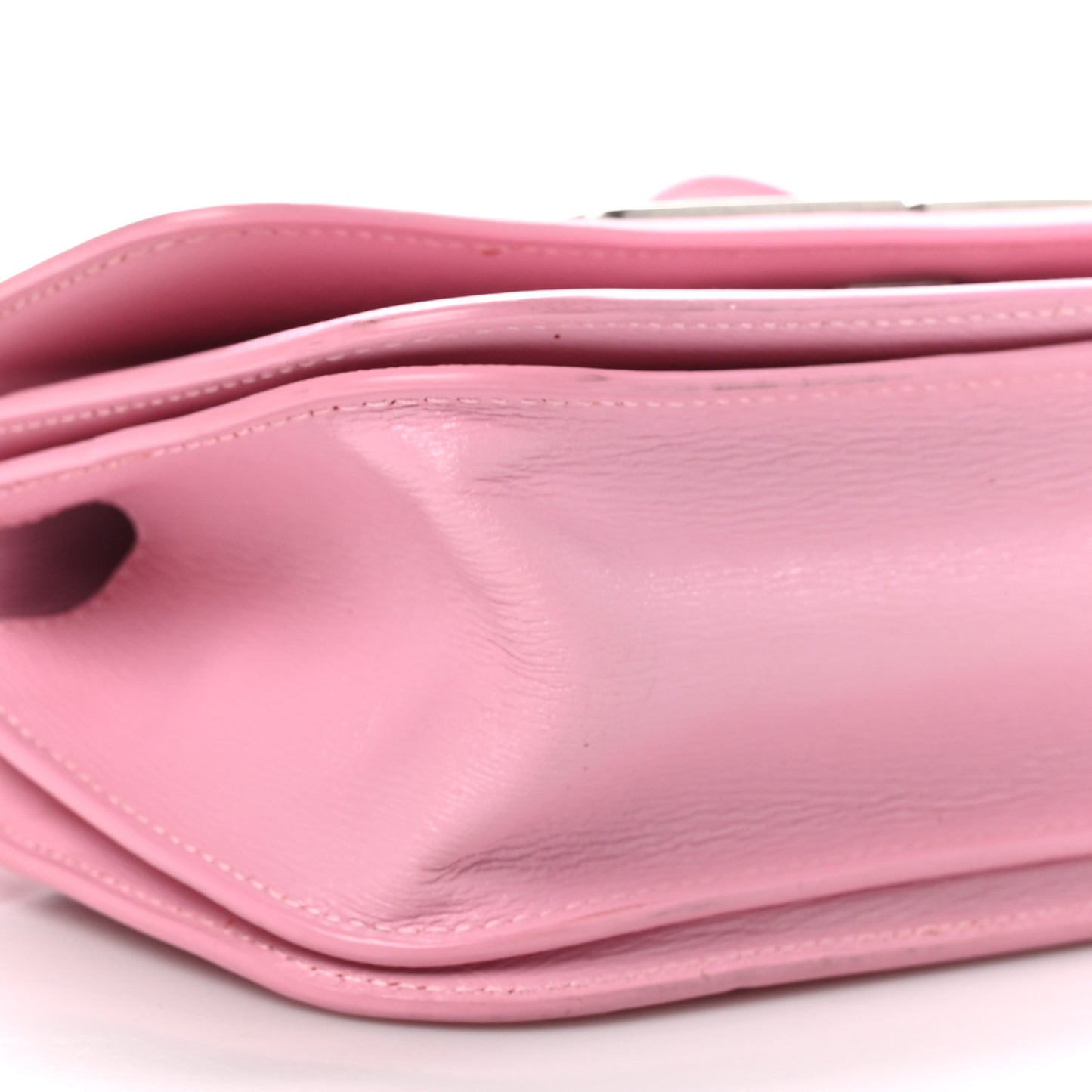Calfskin Stripe Embossed Small Gossip Bag Candy Pink