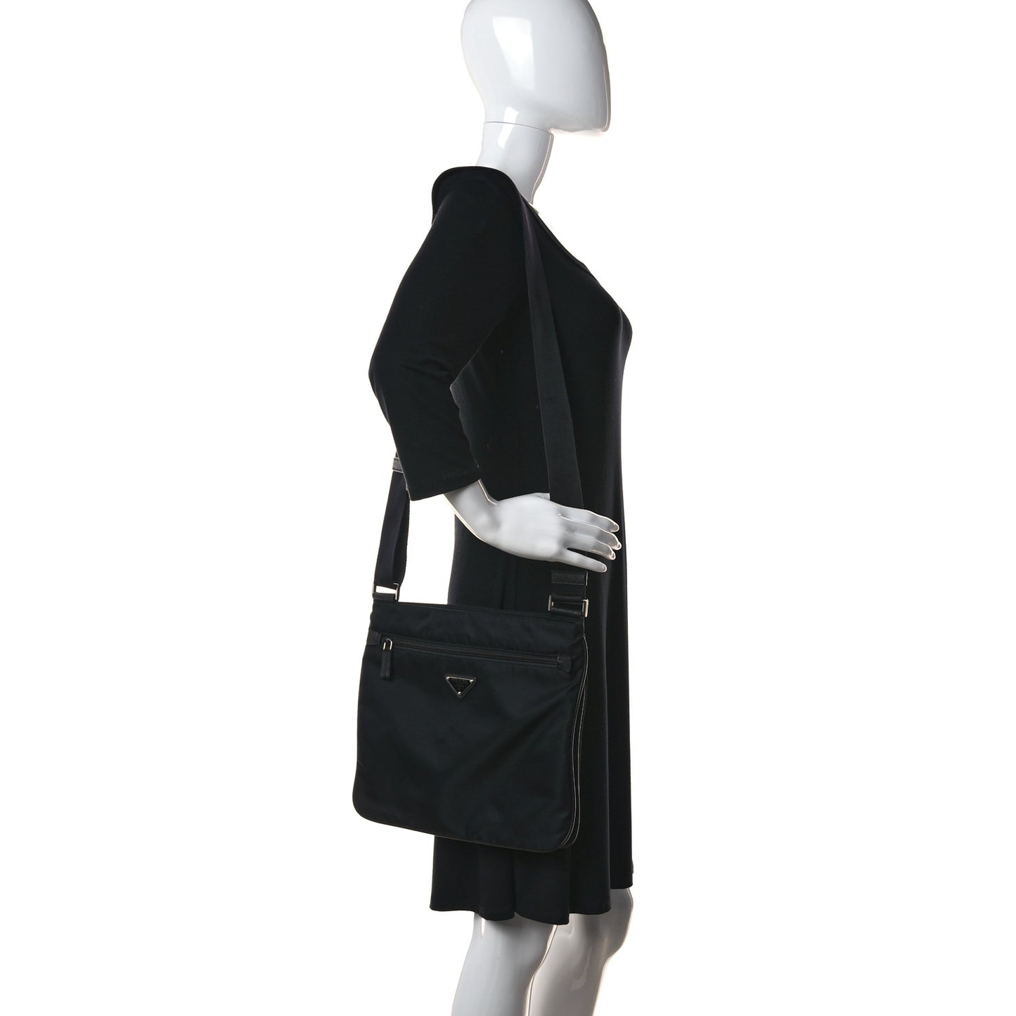 Nylon Vela Flat Messenger Bag Black