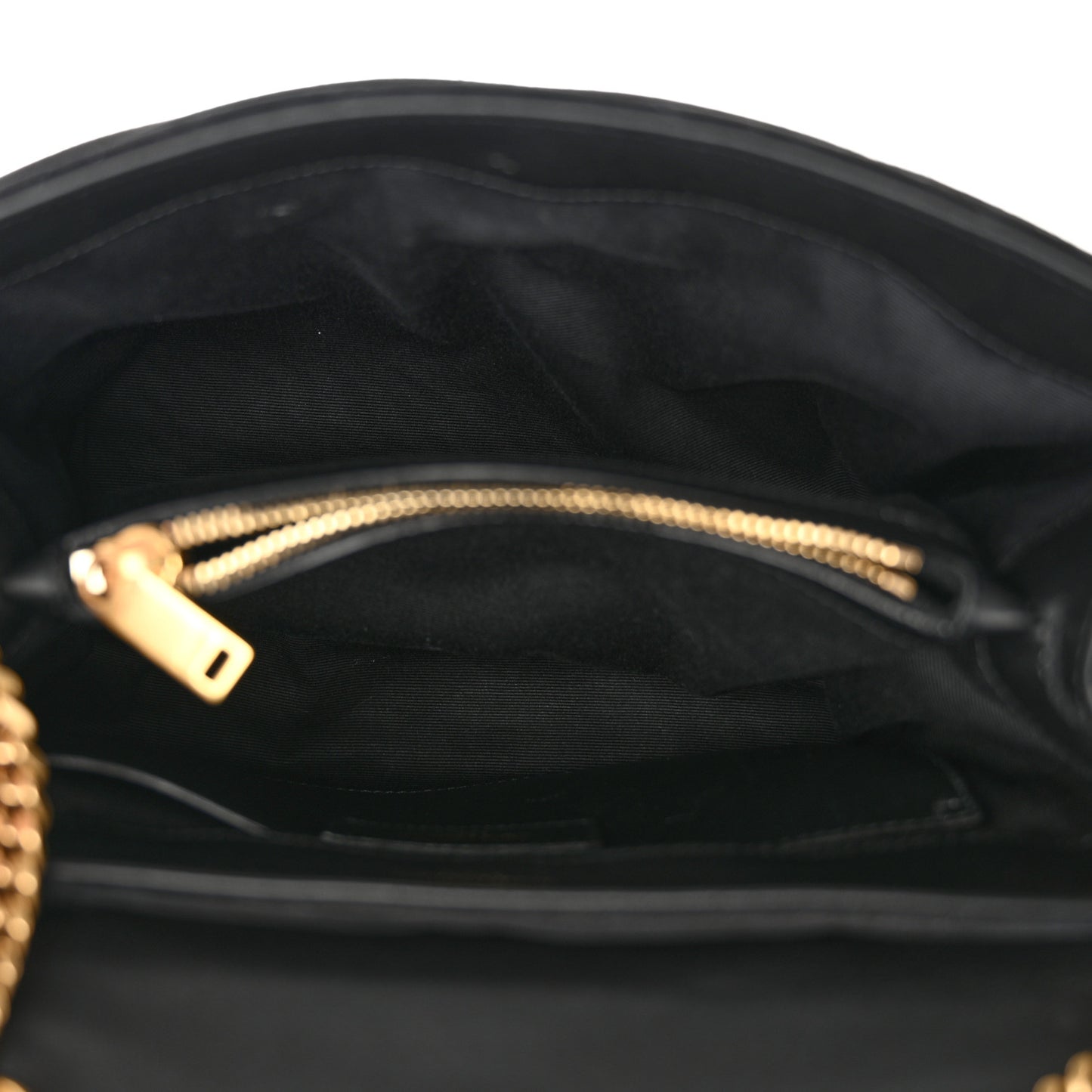 Suede Calfskin Y Quilted Monogram Small Loulou Chain Satchel Black