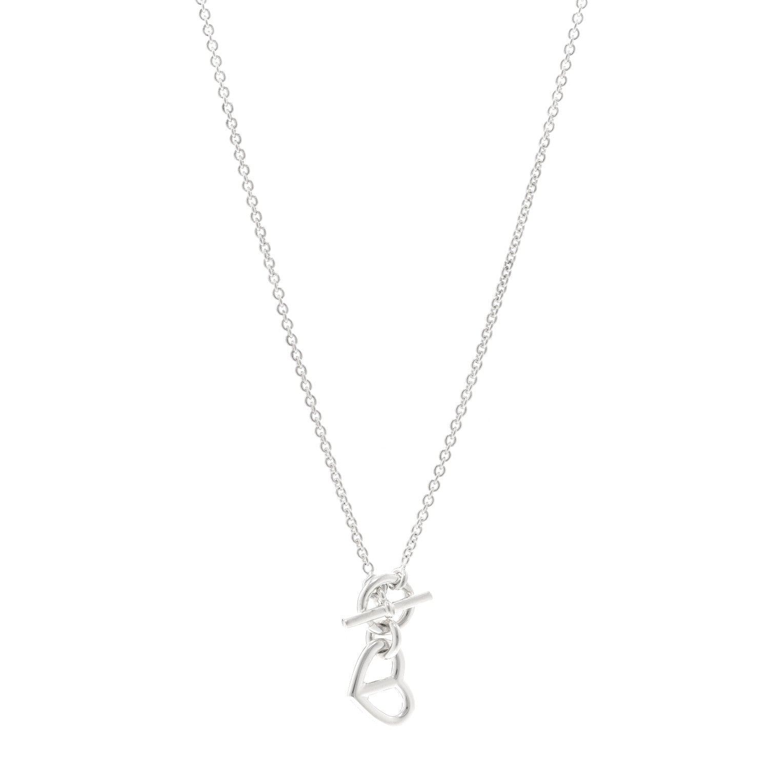 Hermes Sterling Silver Chaine D'Ancre Heart Toggle Necklace