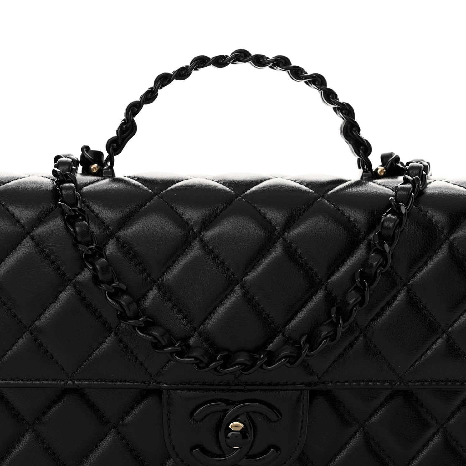 Chanel Lambskin Quilted Coco Pop Top Handle Flap Black 8 of 11