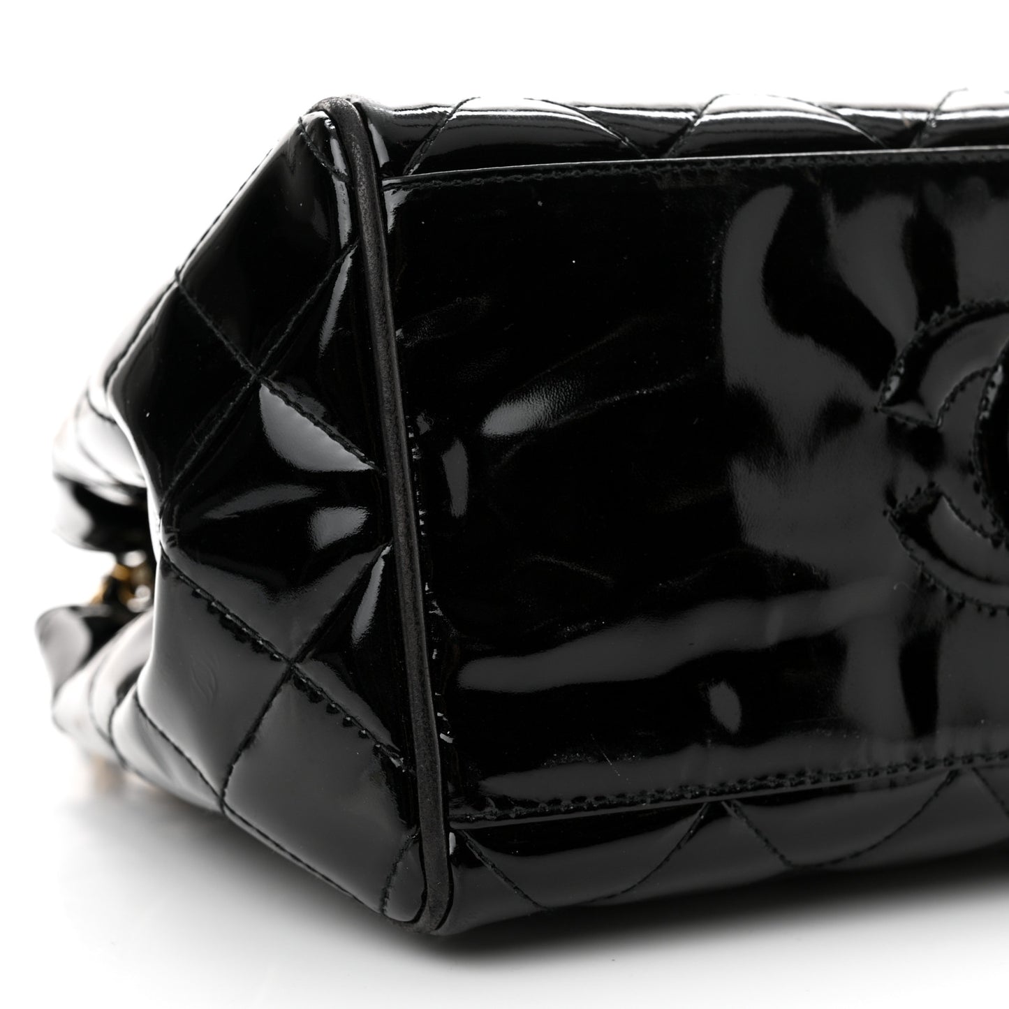 Patent Quilted CC Shoulder Bag Black