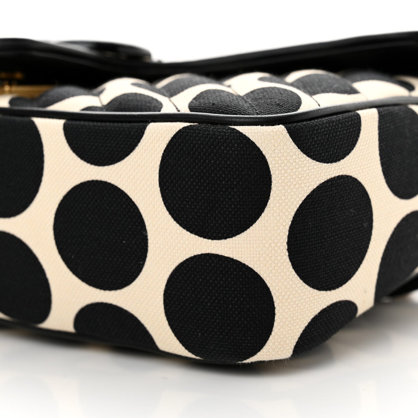 Canvas Matelasse Diagonal Polka Dot Small GG Marmont Shoulder Bag Black White