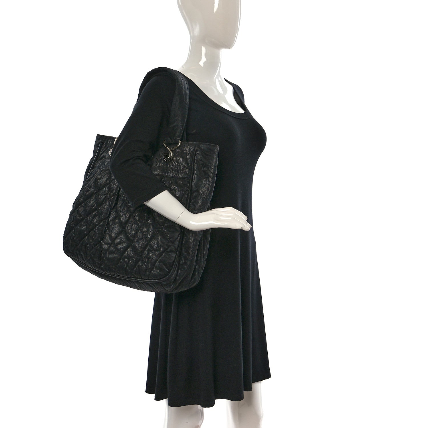 Chanel Crinkled Coated Canvas Le Marais Large Tote Black 2 of 16