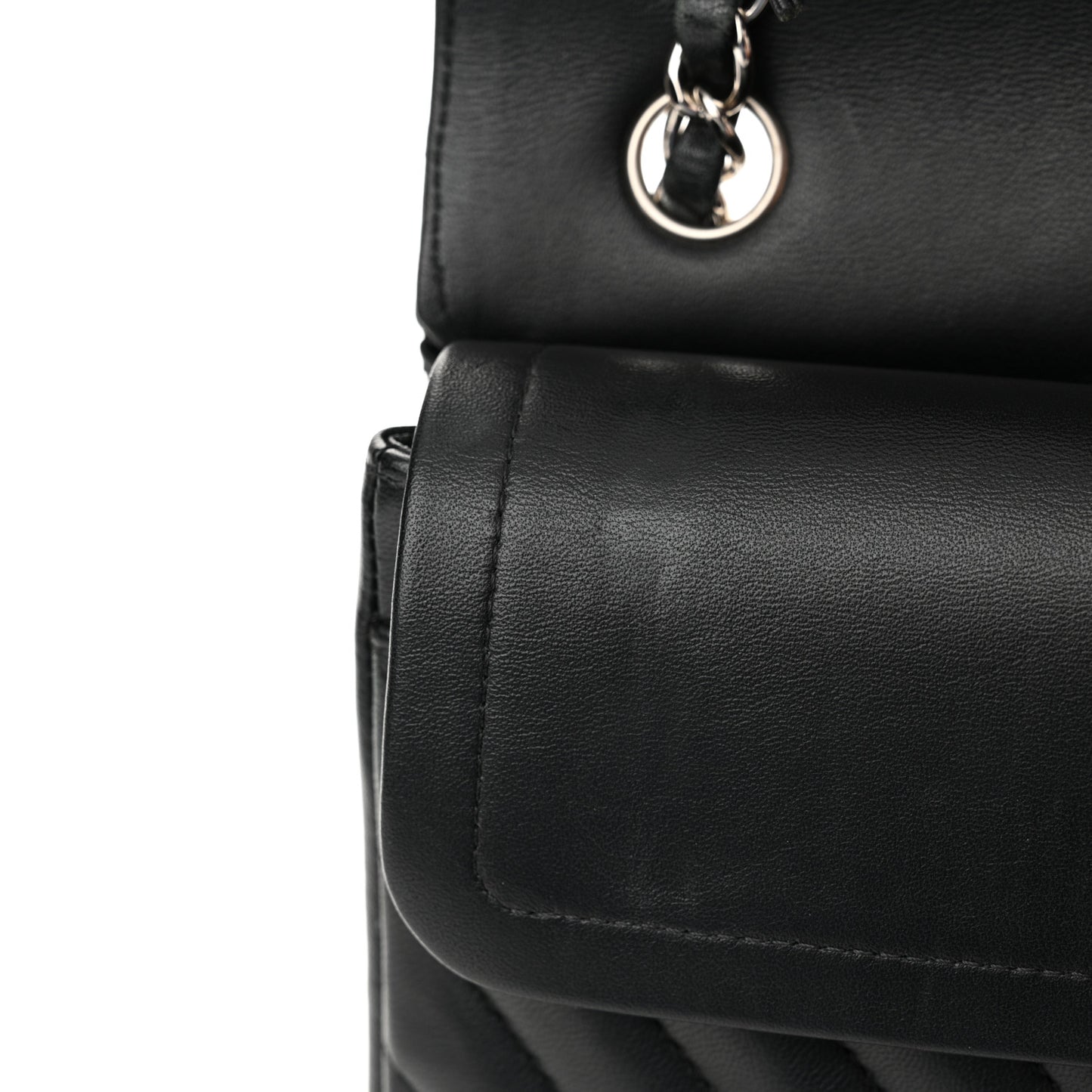 Lambskin Chevron Quilted Small Double Flap Black