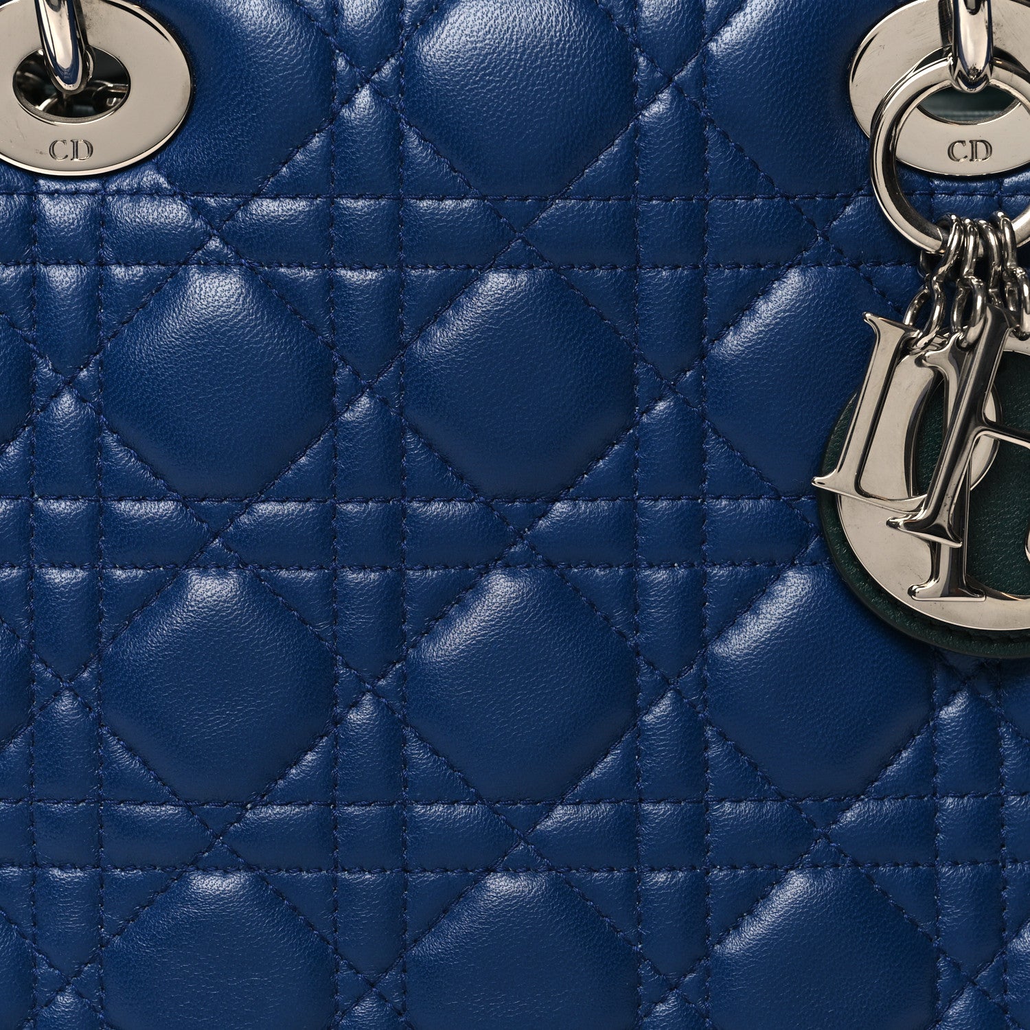 Christian Dior Lambskin Cannage Medium Tri-Color Lady Dior Blue Celeste Deep Green 8 of 11