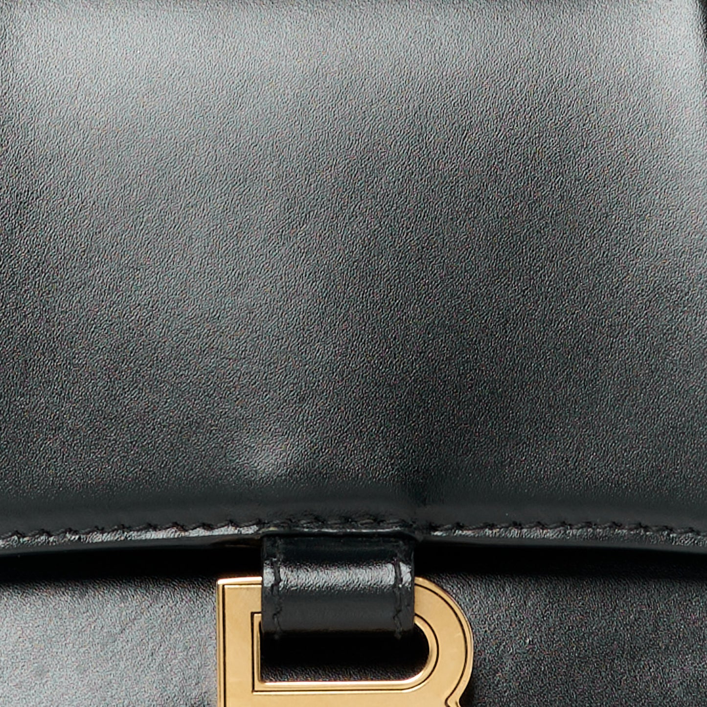 Shiny Box Calfskin Small Hourglass Top Handle Bag Black