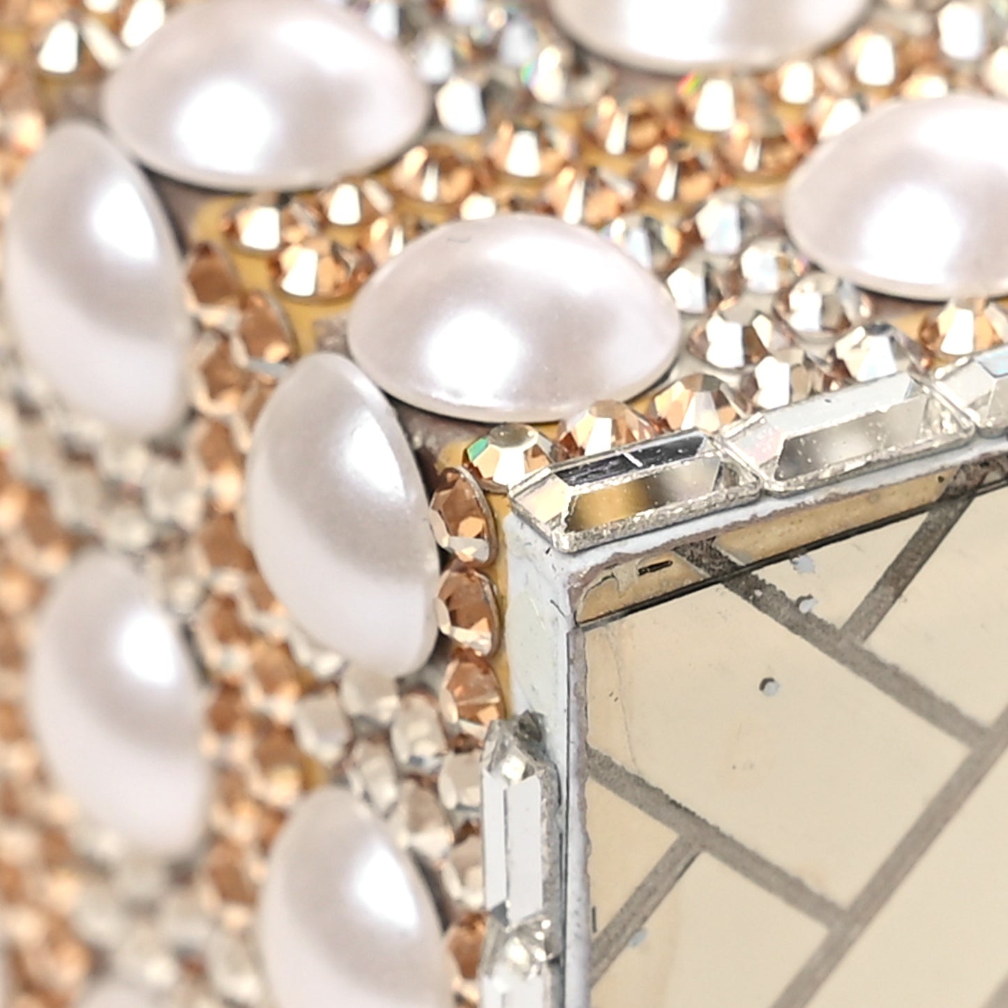 Crystal Pearl Amelia Hot Air Balloon Minaudiere Clutch Champagne