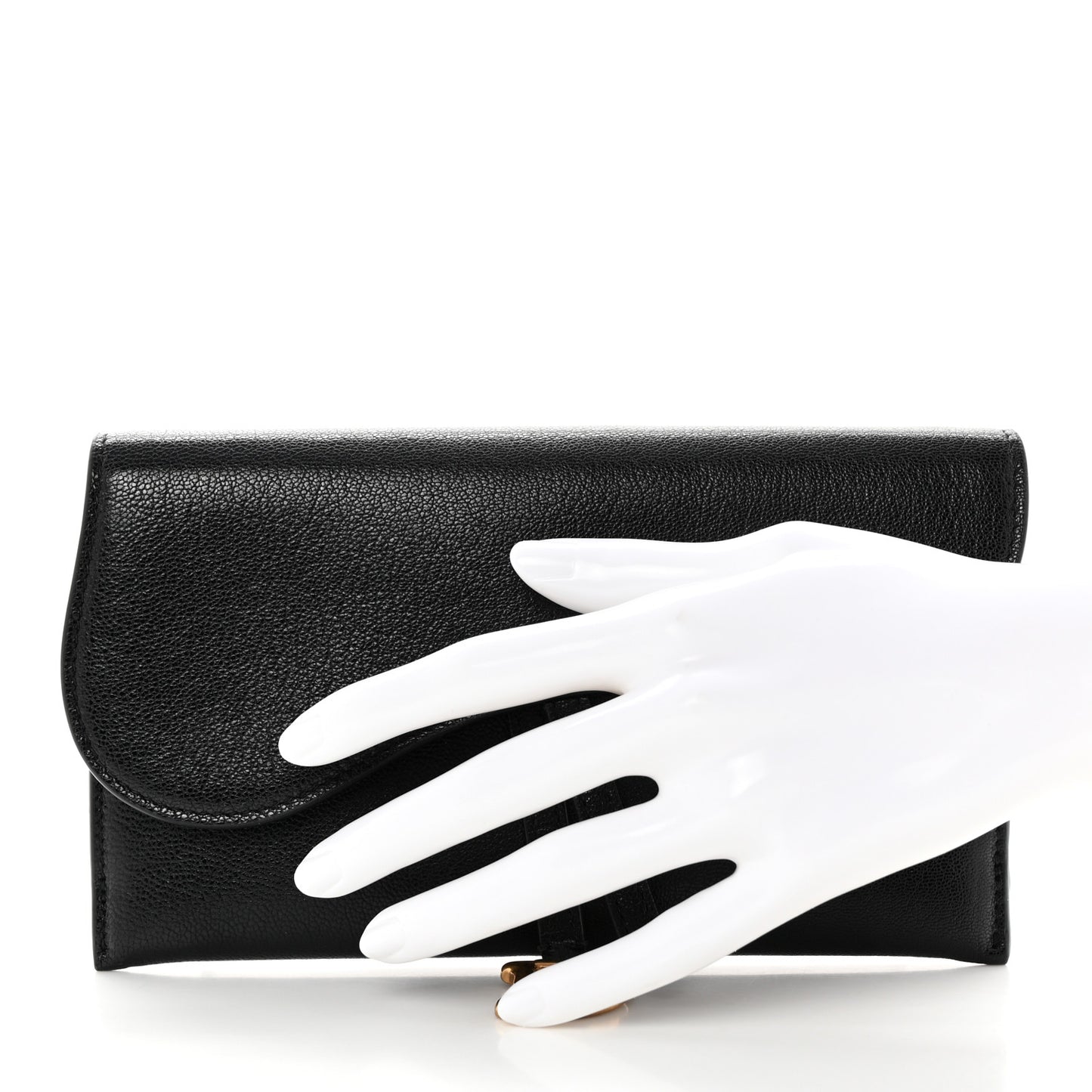 Goatskin Saddle Long Wallet With Chain Black