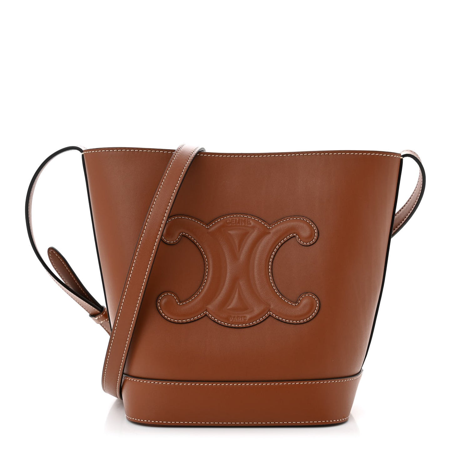 Smooth Calfskin Small Cuir Triomphe Bucket Bag Tan