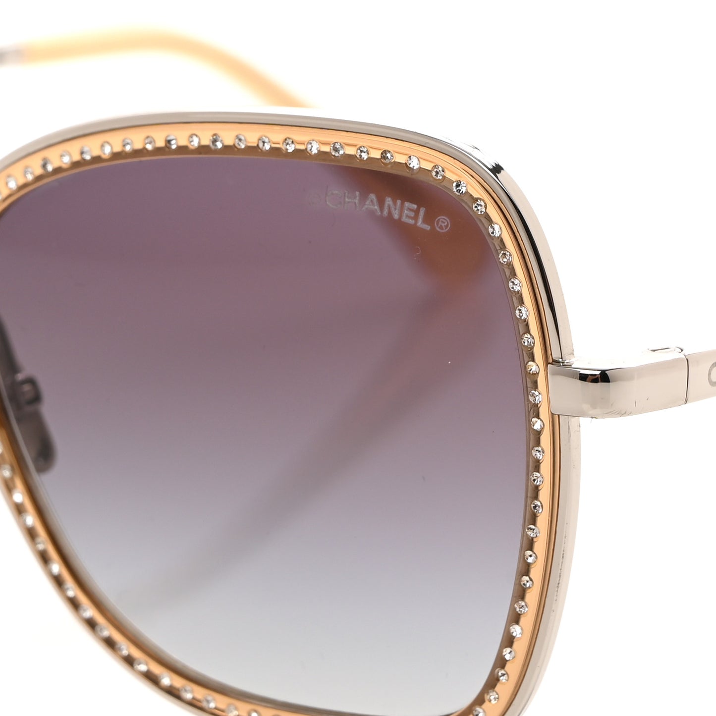 Square Frame Sequin Sunglasses 4277-B Gold Brown
