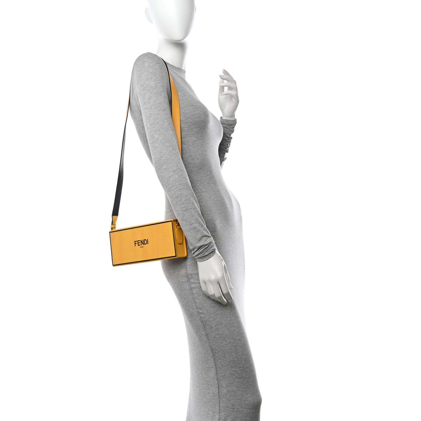 Vitello Fluffy Logo Horizontal Box Crossbody Bag Yellow Box Black