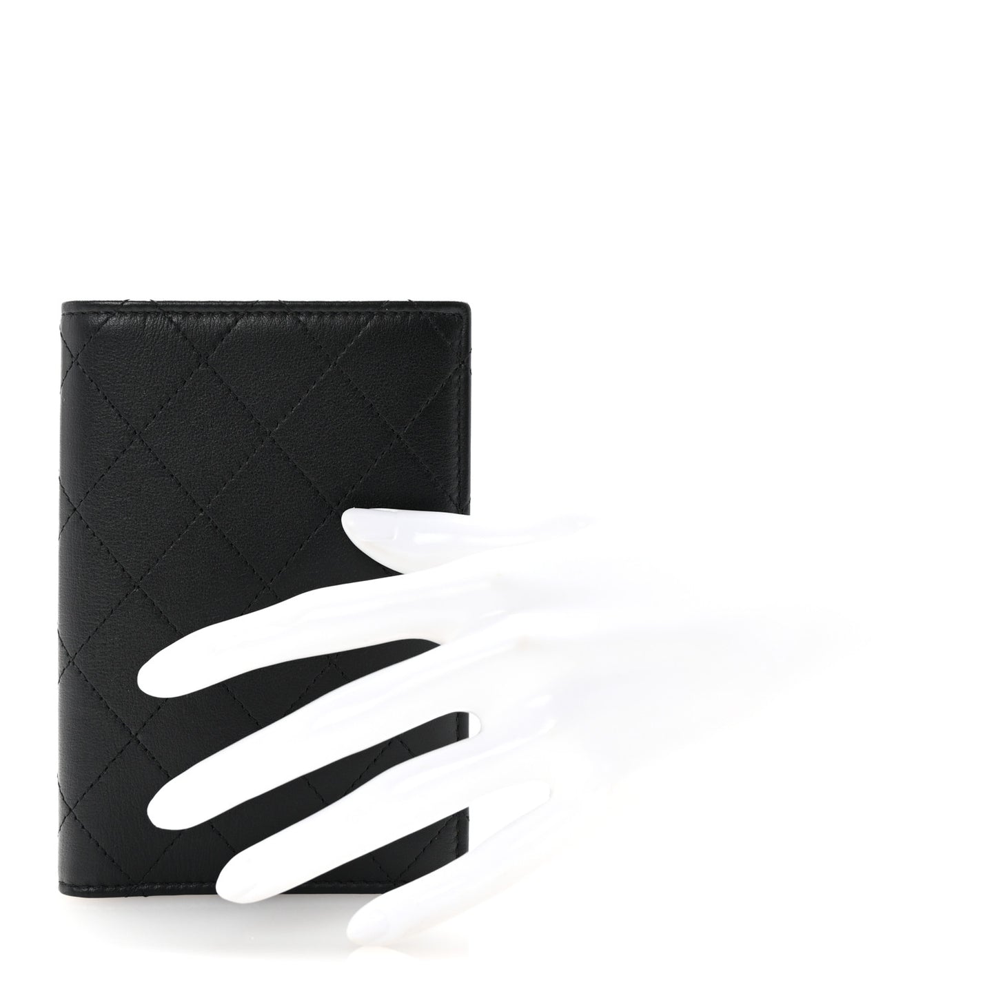 Grained Calfskin Quilted Passport Holder Wallet So Black