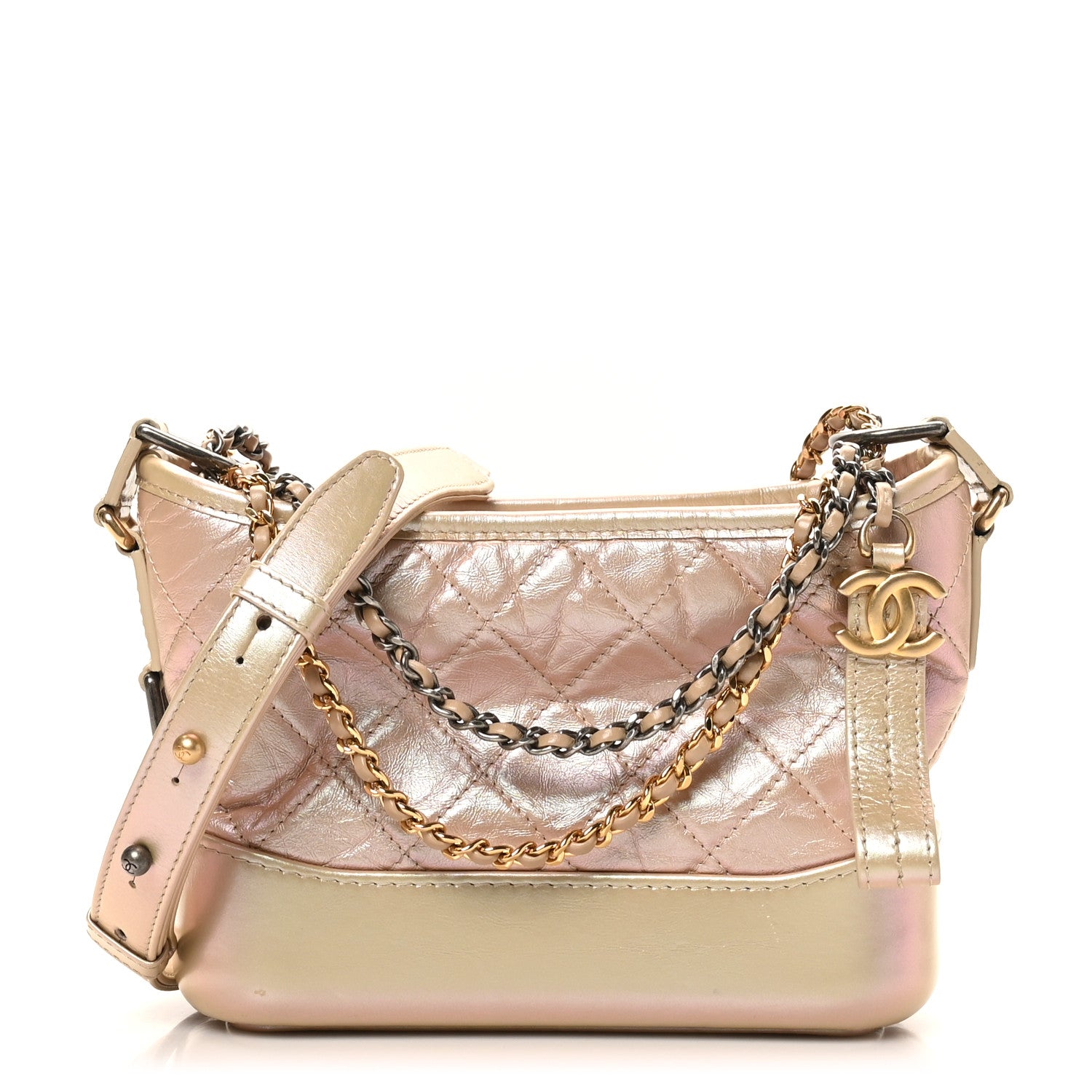 Chanel Iridescent Aged Calfskin Quilted Small Gabrielle Hobo Light