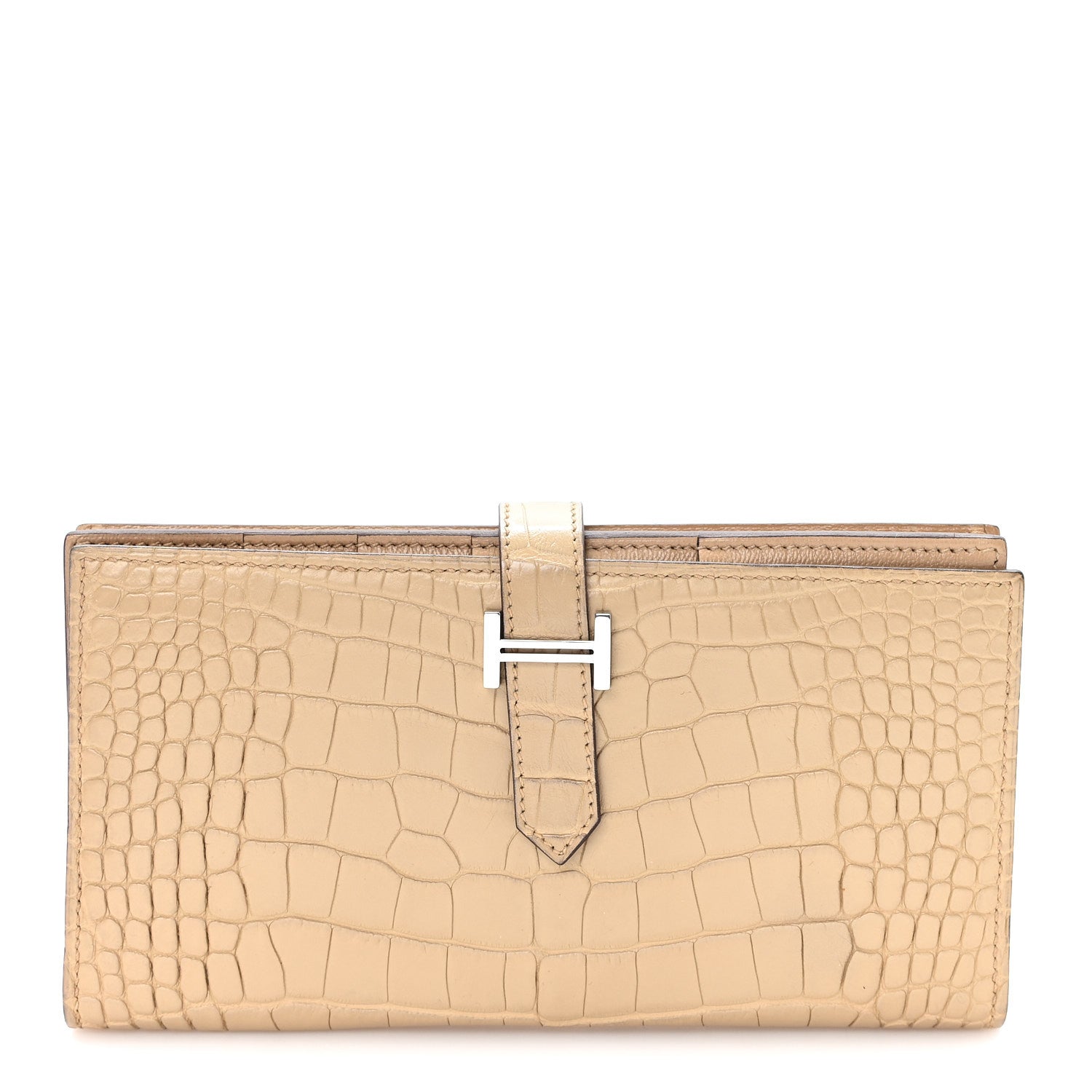 Hermes Matte Alligator Bearn Gusset Wallet Poussiere 1885129