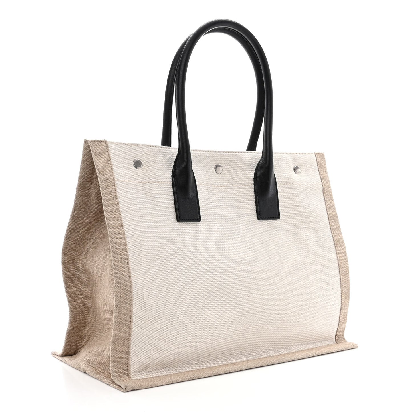 Linen Calfskin Small Rive Gauche Tote Greggio Natural