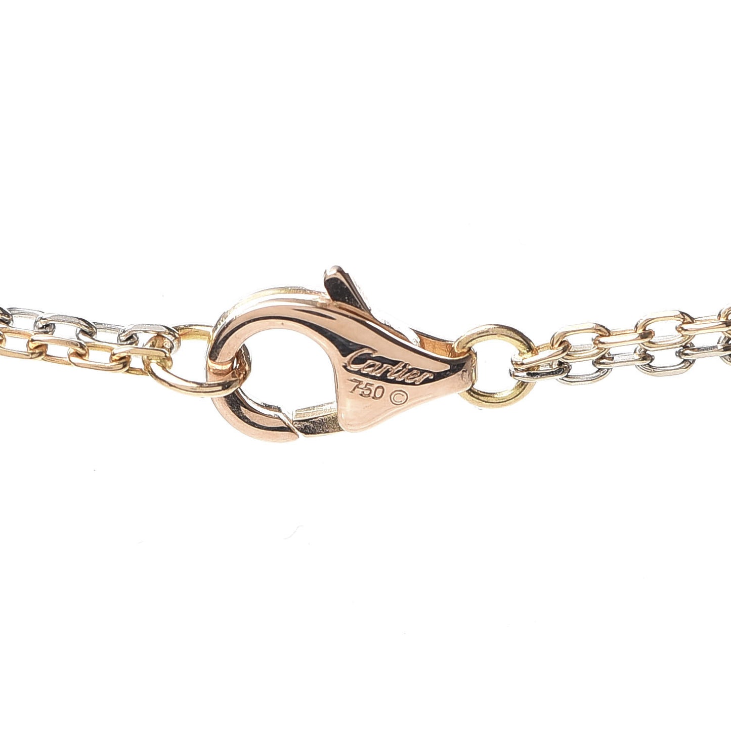 18K White Pink Gold Diamond Three Ring LOVE Pendant Necklace