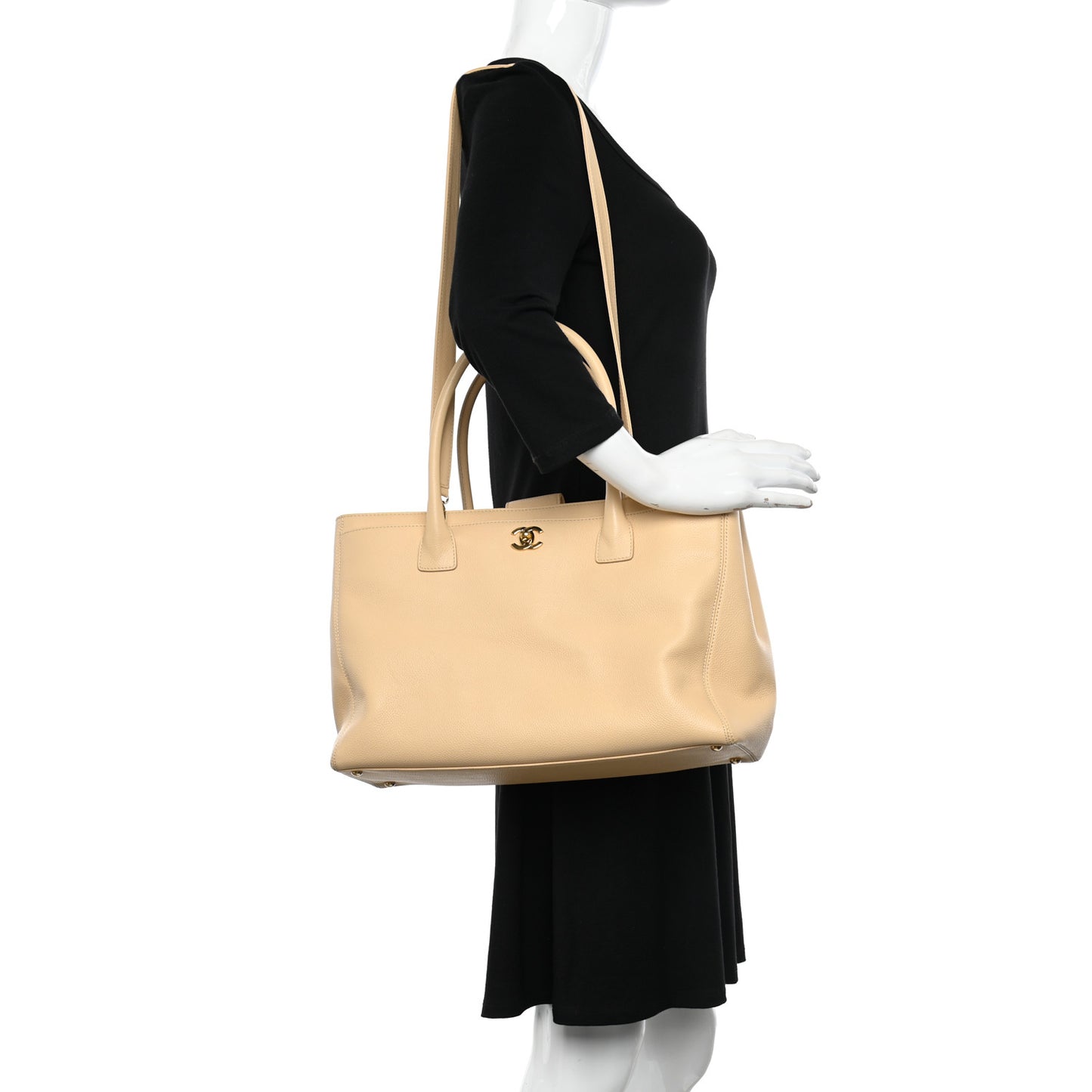 Calfskin Cerf Executive Shopper Tote Light Beige